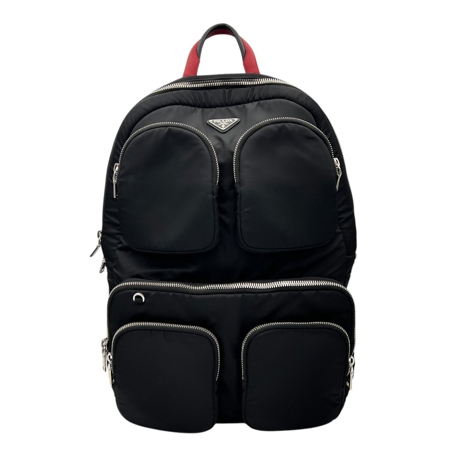Logo Backpack Black in Nylon, Silver hardware