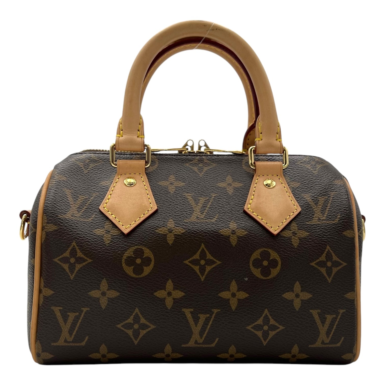 Speedy Top Handle Bag 20 Brown in Monogram Coated Canvas, Gold hardware
