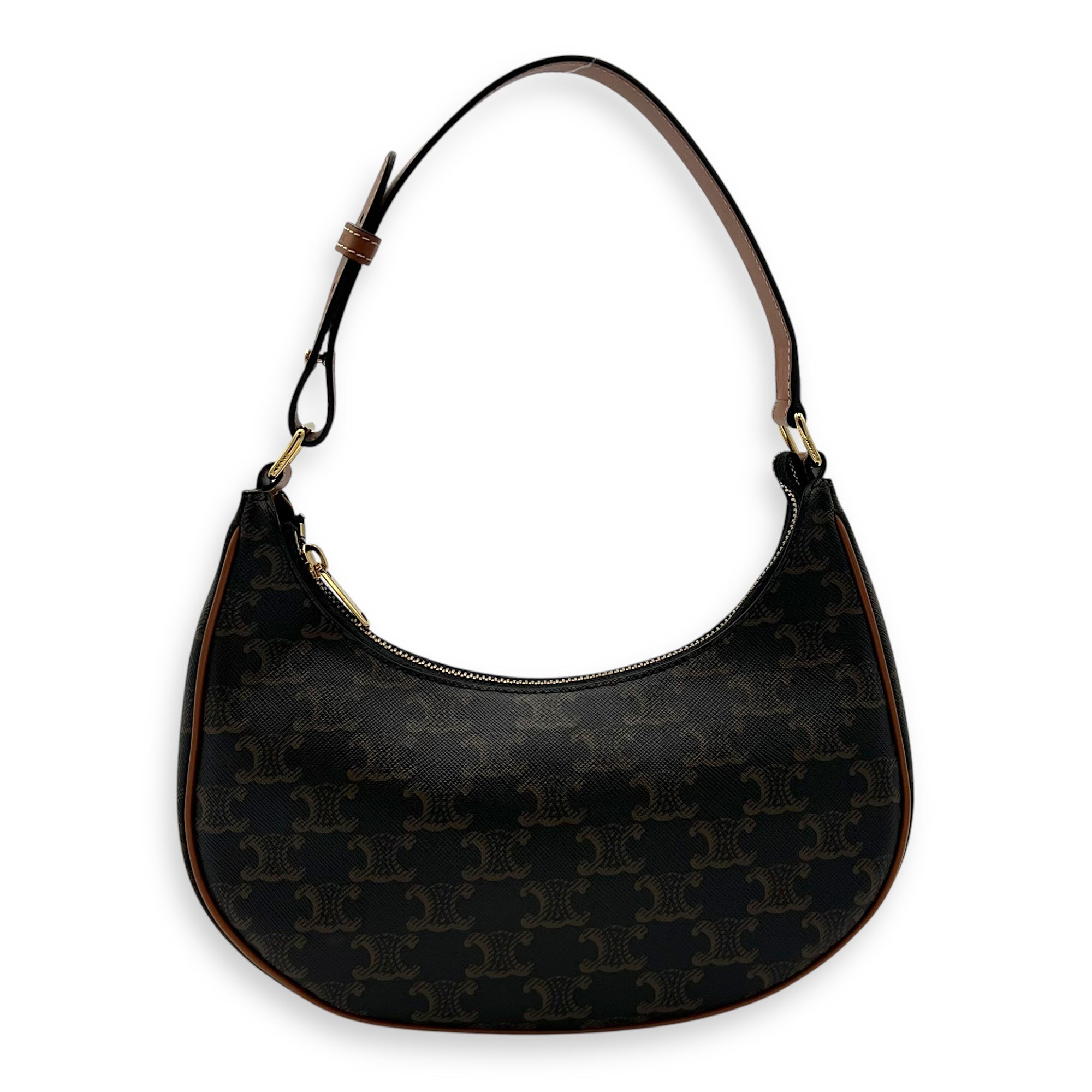 Ava Shoulder Bag Brown in Coated Canvas, Gold hardware