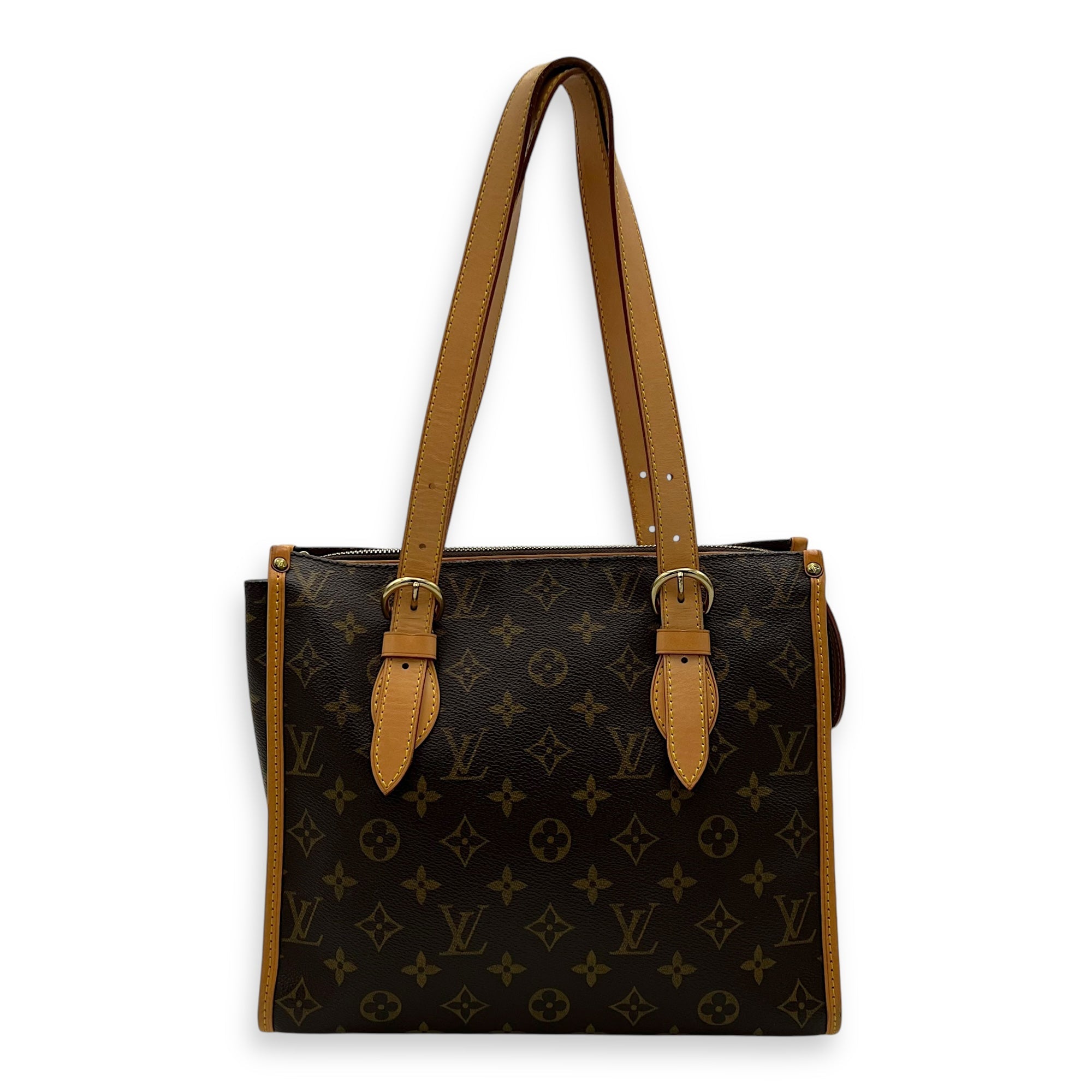 Popincourt Top Handle Bag Brown in Monogram Coated Canvas, Gold hardware