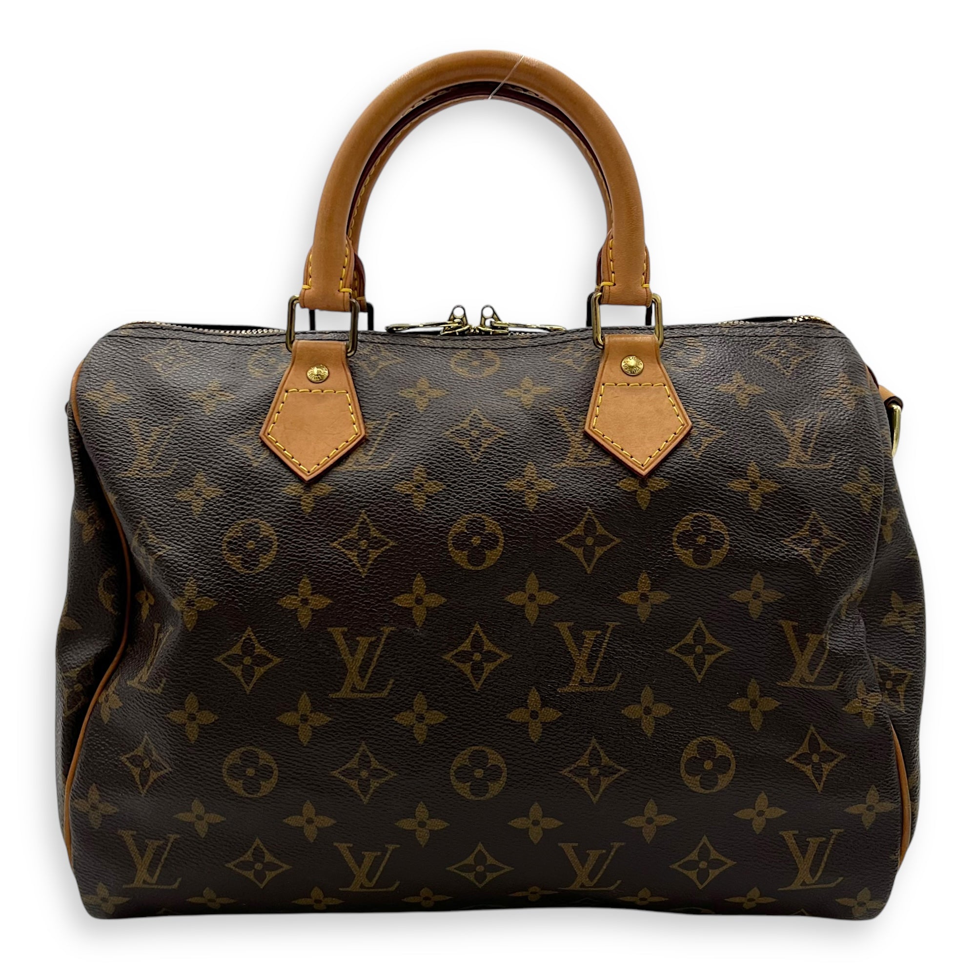 Speedy Bandouliere Top Handle Bag 30 Brown in Monogram Coated Canvas, Gold hardware