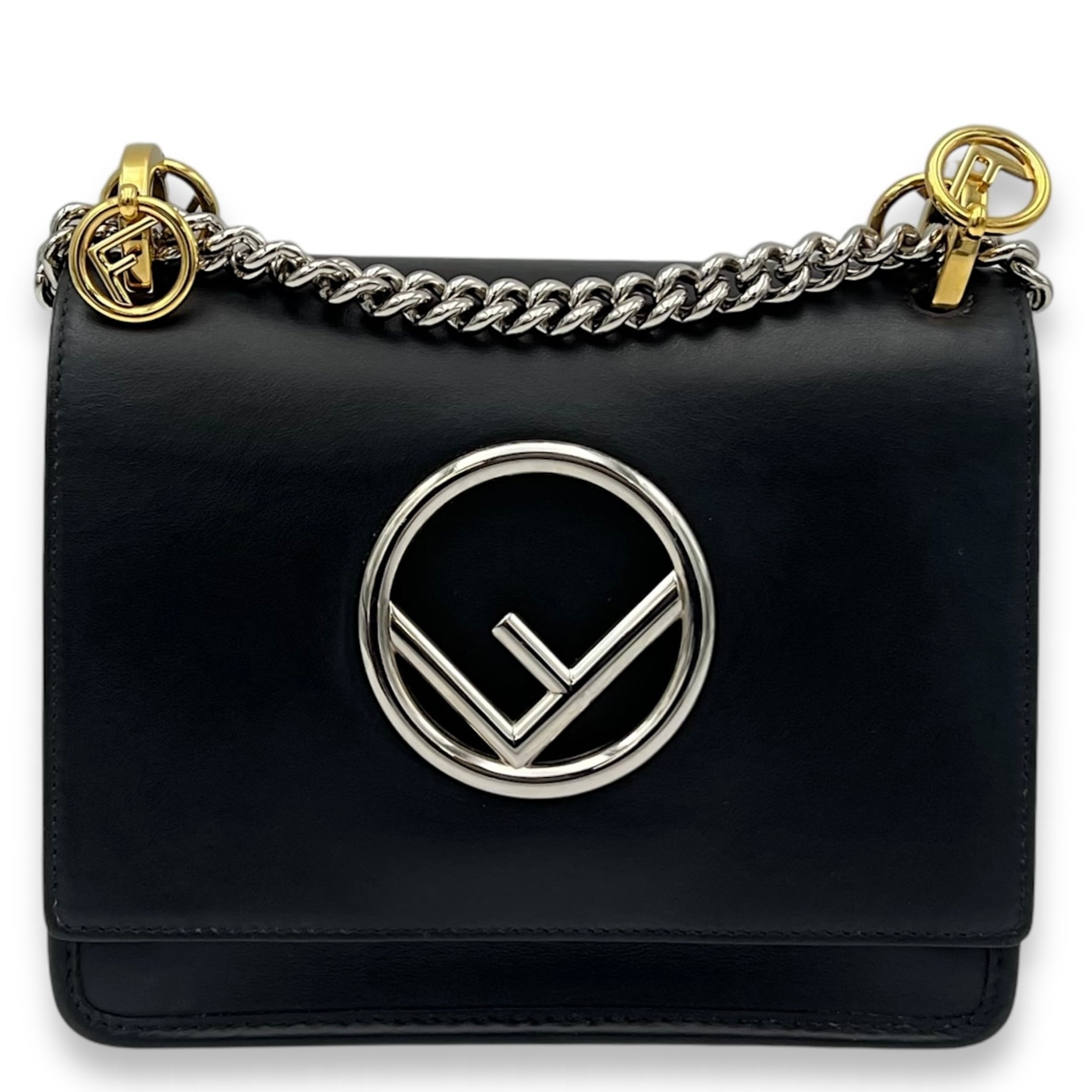 Kan I Shoulder Bag Black in Calfskin, Gold hardware