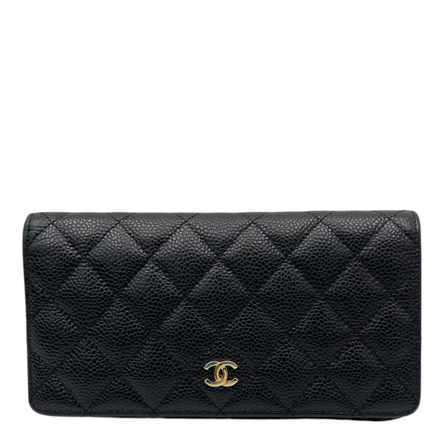 Classic Wallet Black in Caviar Leather, Gold hardware