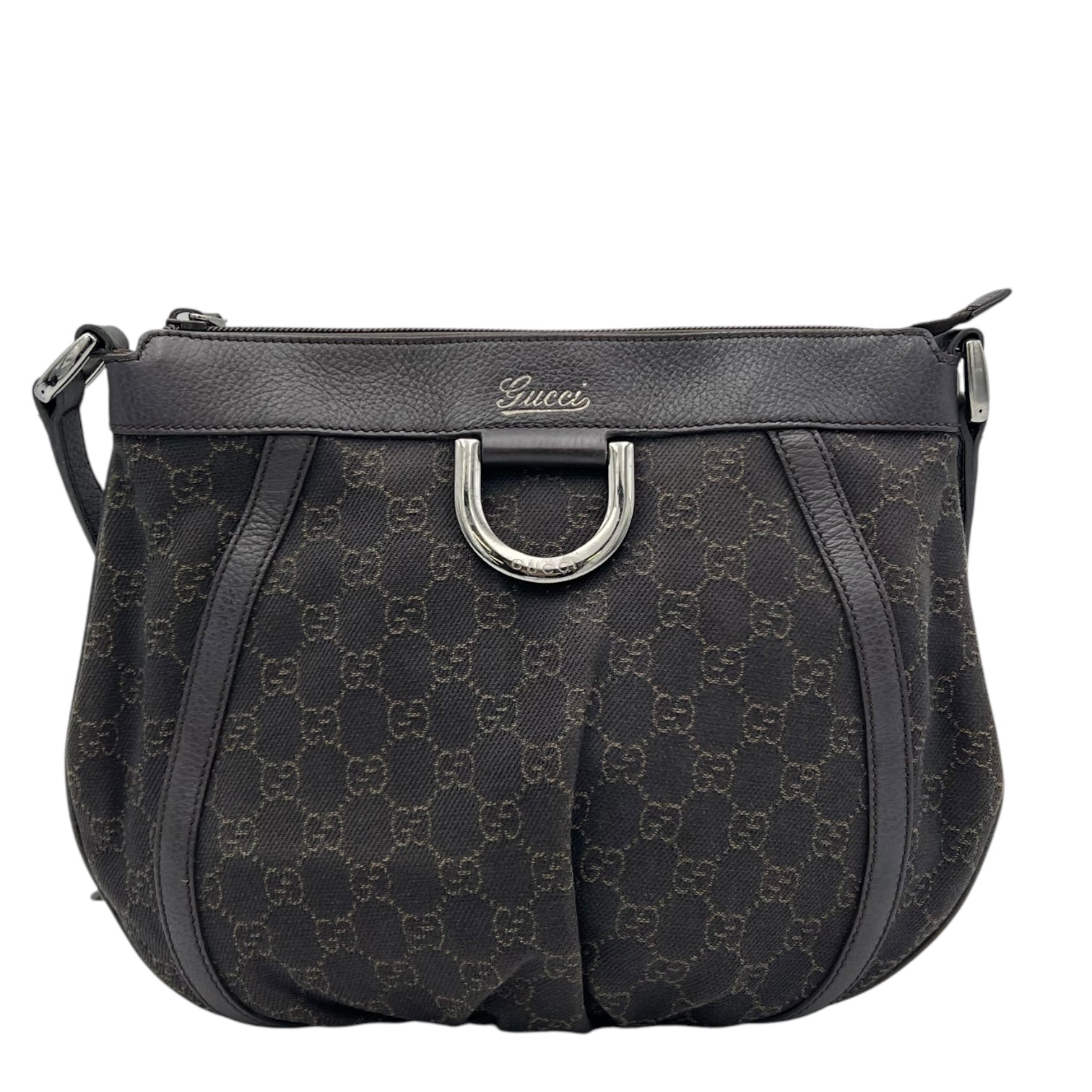 GG Crossbody Bag Brown in Canvas, Silver hardware