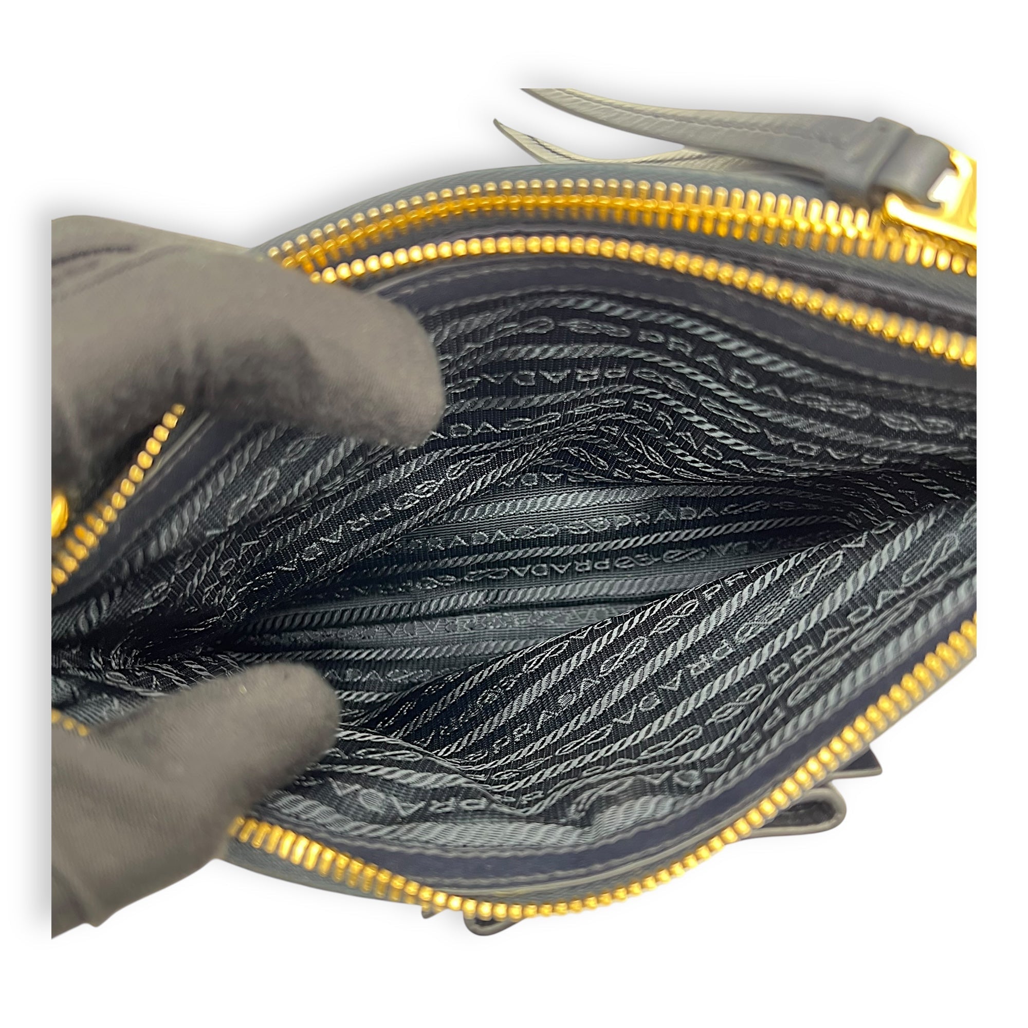 Logo Blue Crossbody Bag in Nylon, Gold hardware