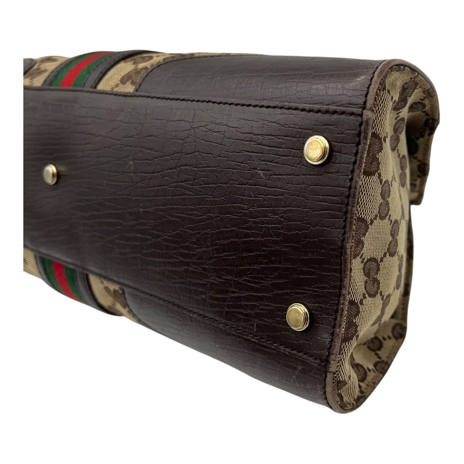 GG Shoulder Bag Brown in Canvas, Gold hardware