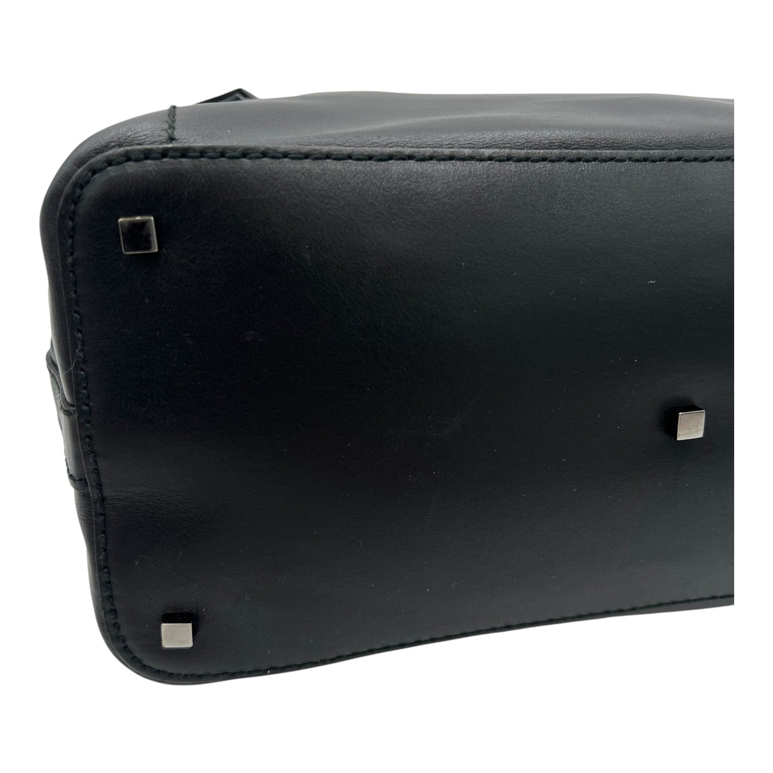 Hobo Black Top Handle Bag in Calfskin, Silver hardware