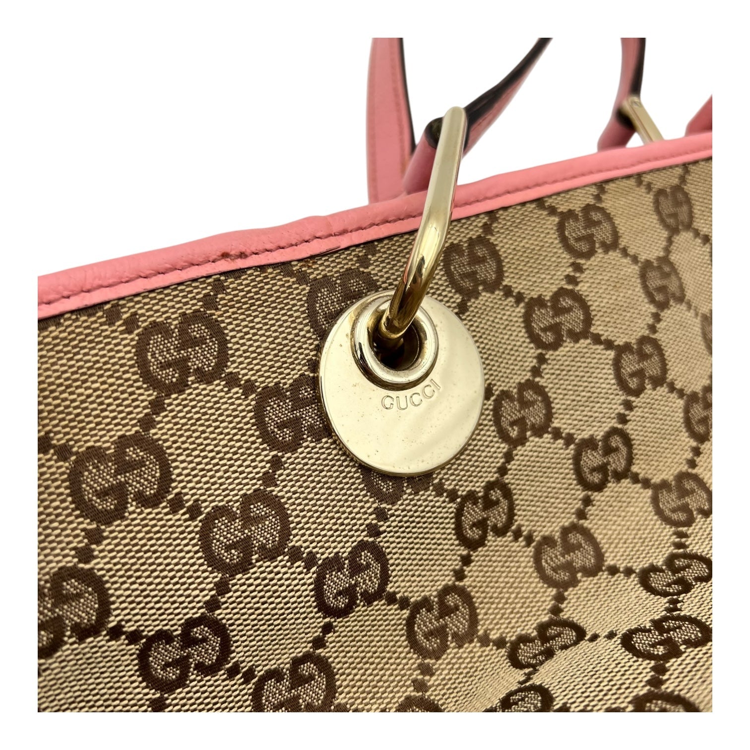 GG Top Handle Bag Pink in Canvas, Light Gold hardware