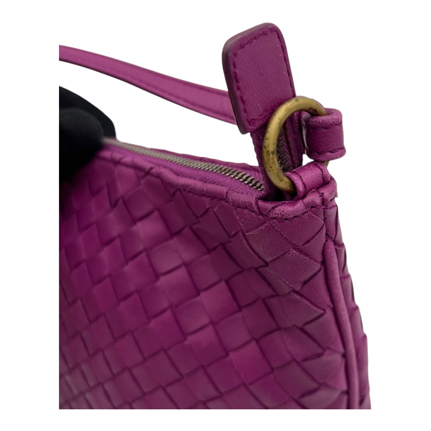 Intrecciato Purple Shoulder Bag in Lambskin, Gold hardware