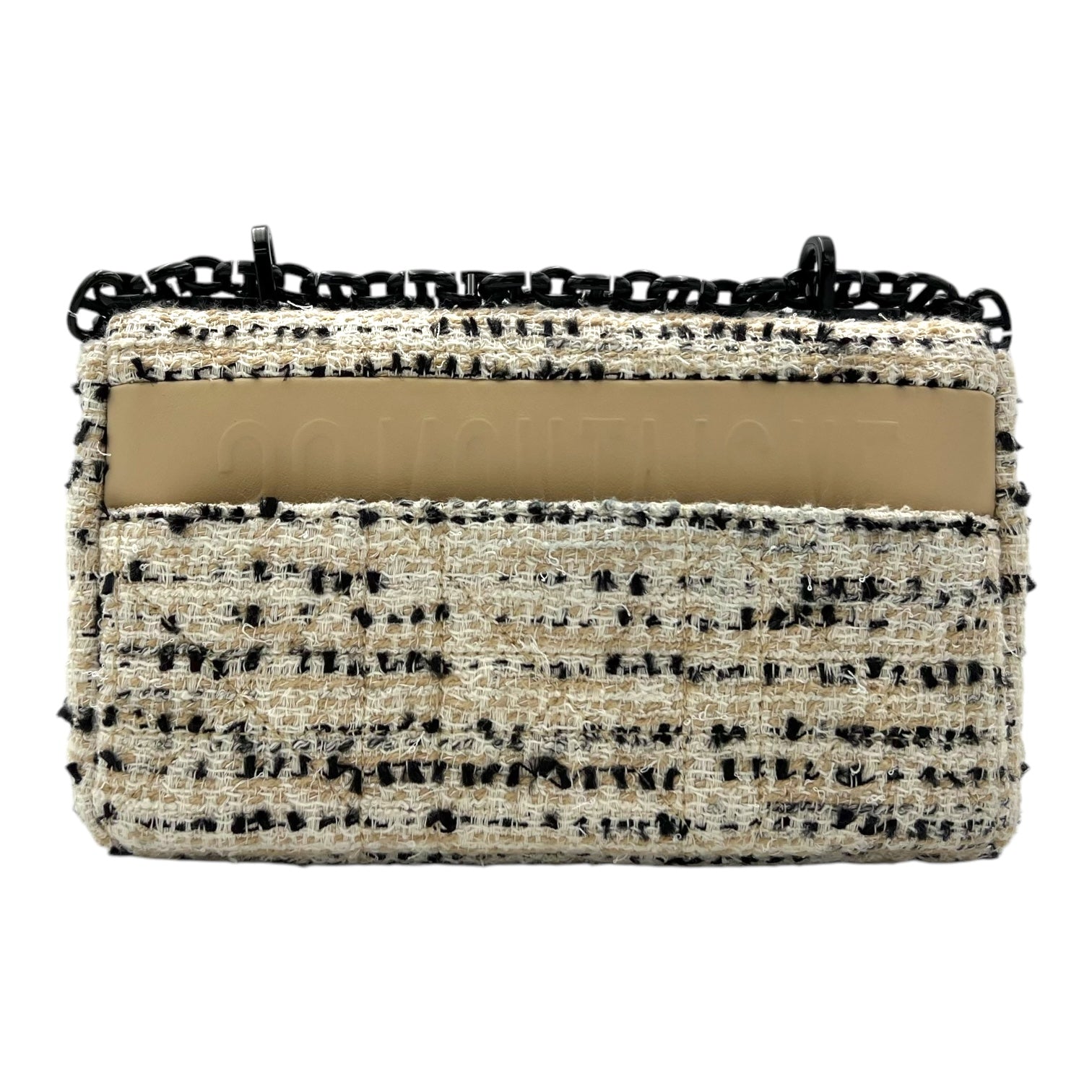 Caro Small White Crossbody Bag in Tweed, Enamel hardware