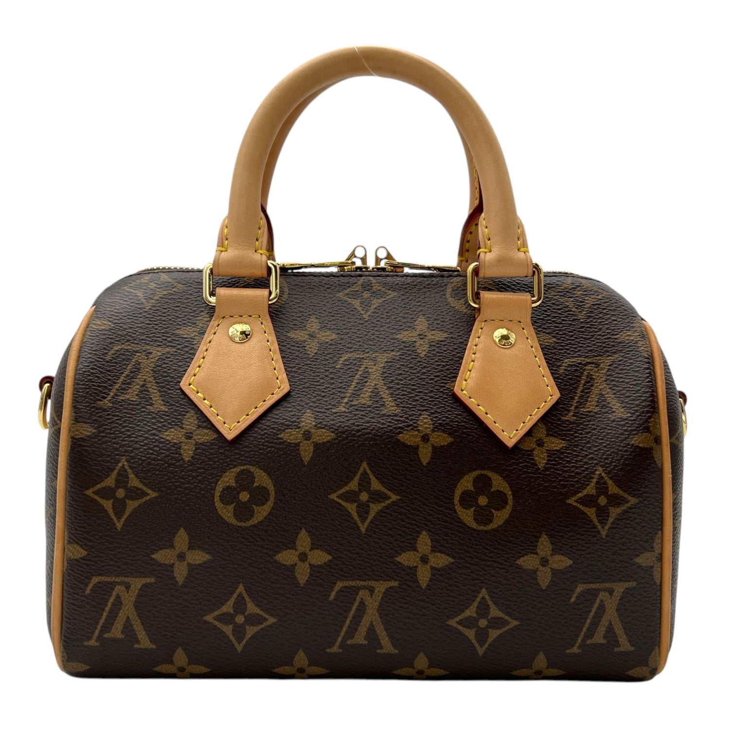 Speedy Top Handle Bag 20 Brown in Monogram Coated Canvas, Gold hardware