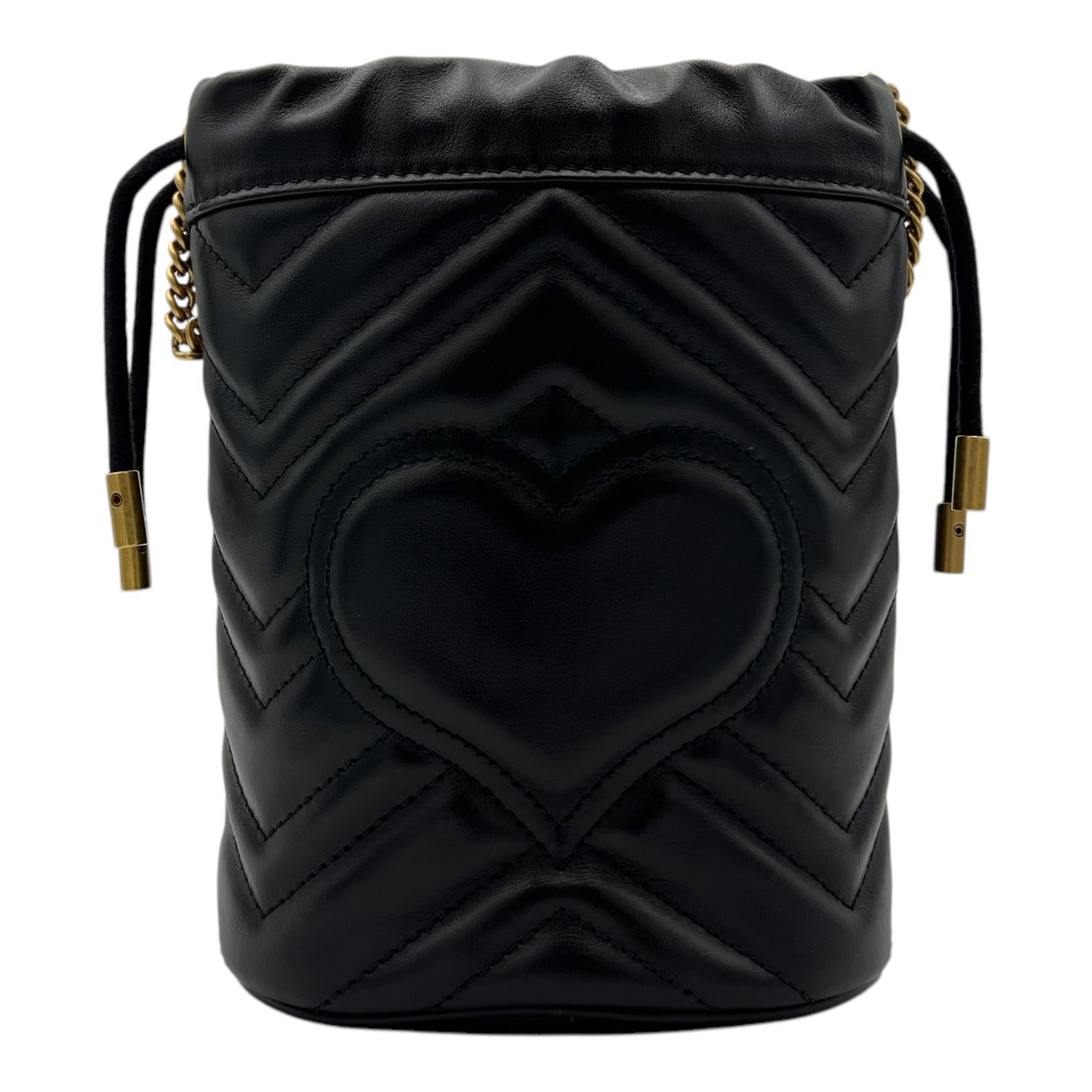 GG Marmont Bucket Bag Black in Calfskin, Gold hardware