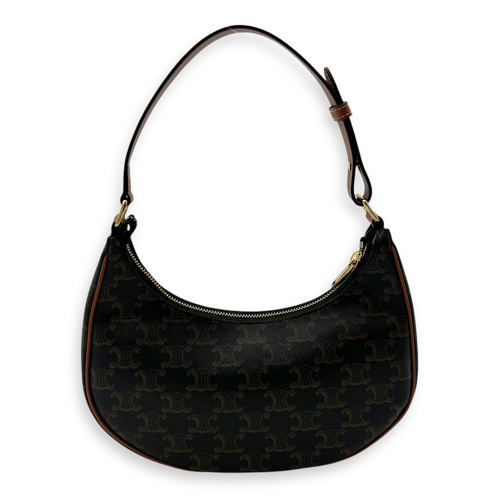 Ava Shoulder Bag Brown in Coated Canvas, Gold hardware