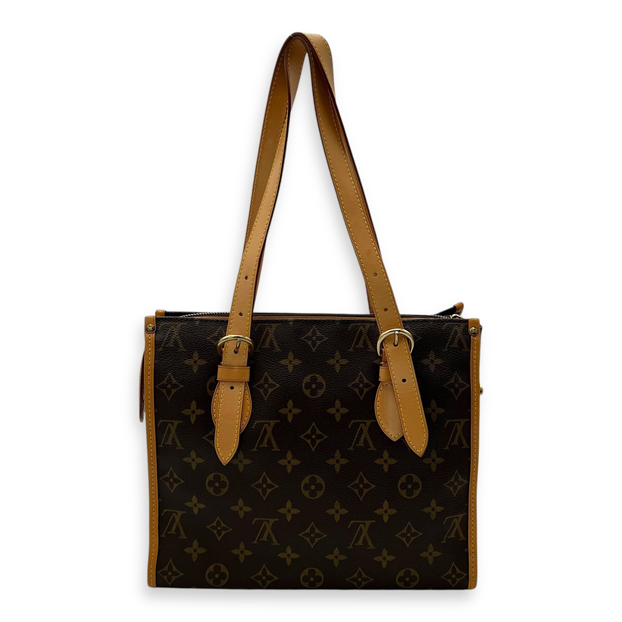 Popincourt Top Handle Bag Brown in Monogram Coated Canvas, Gold hardware