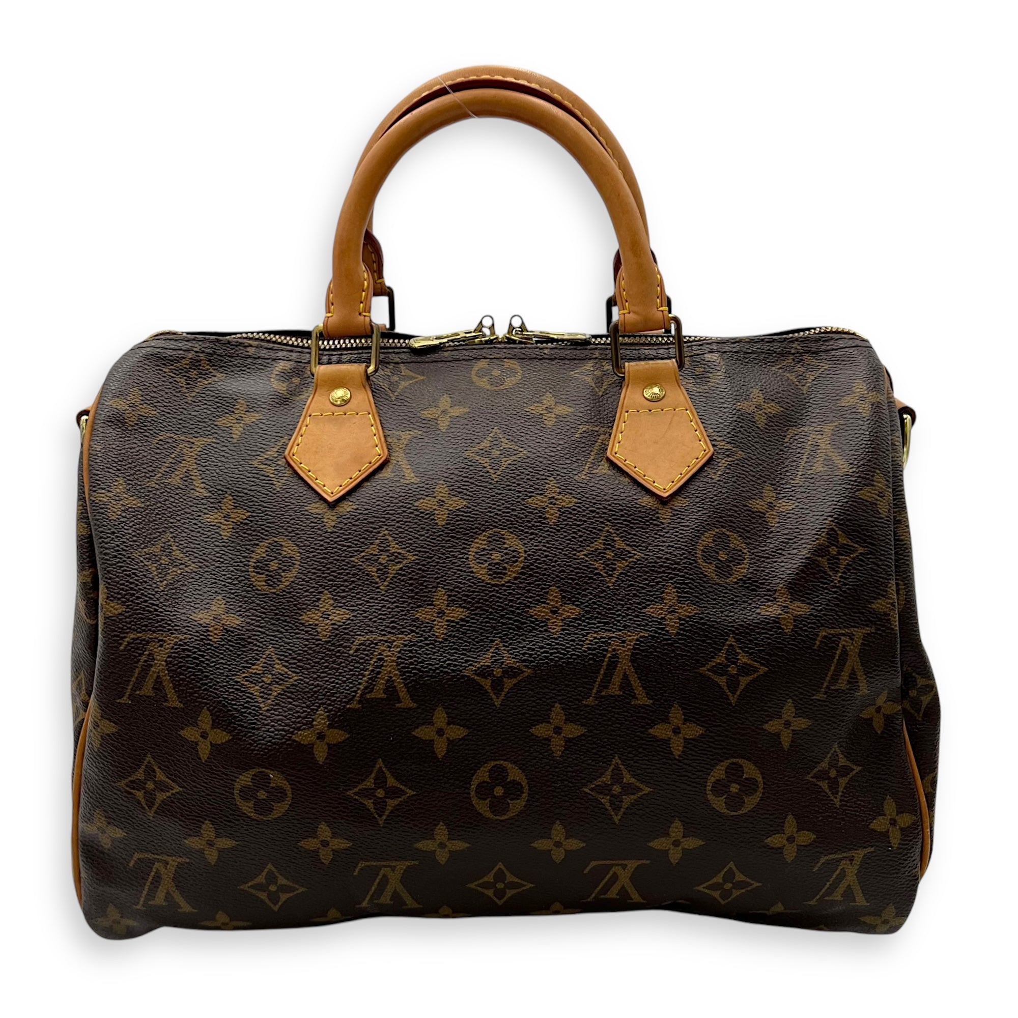 Speedy Bandouliere Top Handle Bag 30 Brown in Monogram Coated Canvas, Gold hardware