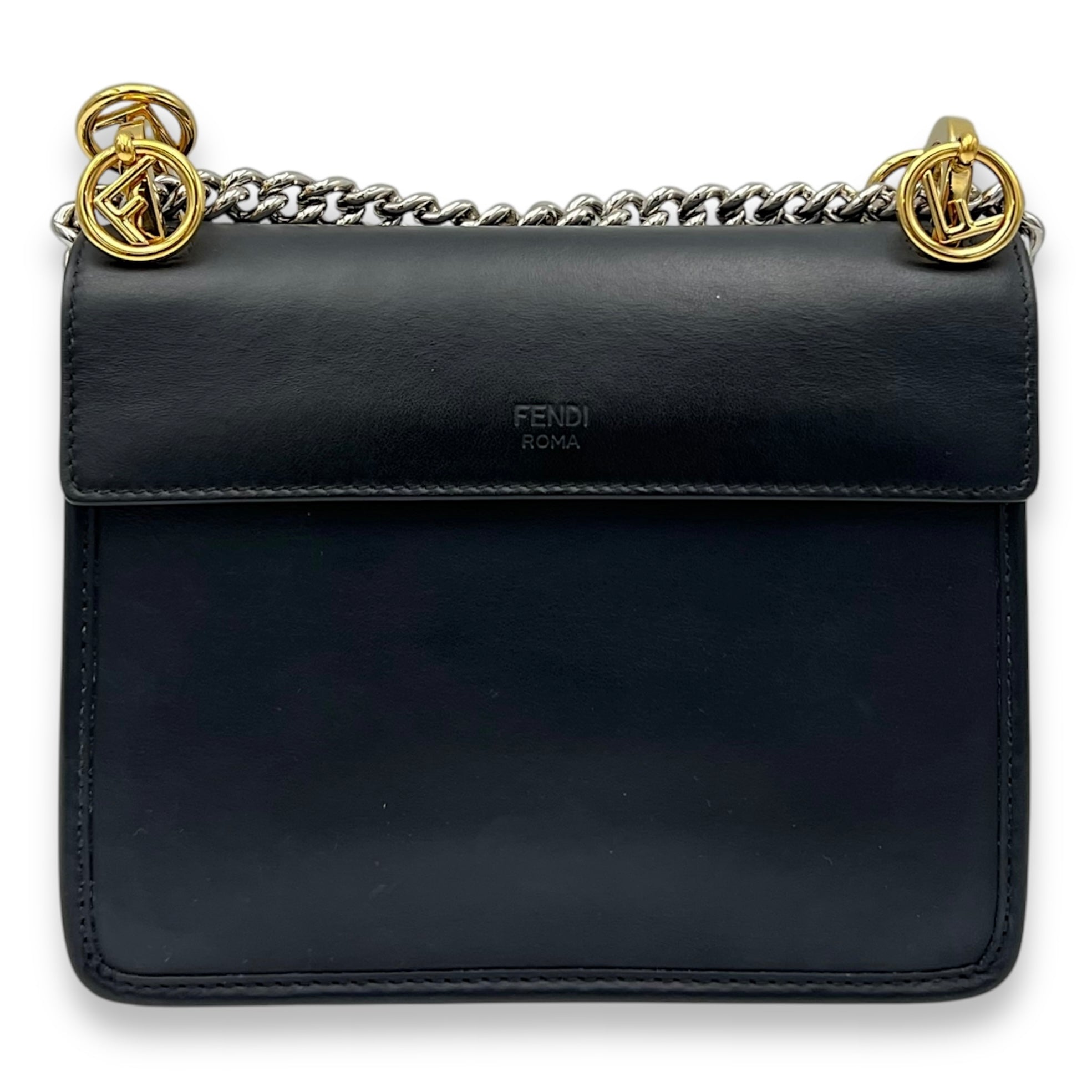 Kan I Shoulder Bag Black in Calfskin, Gold hardware