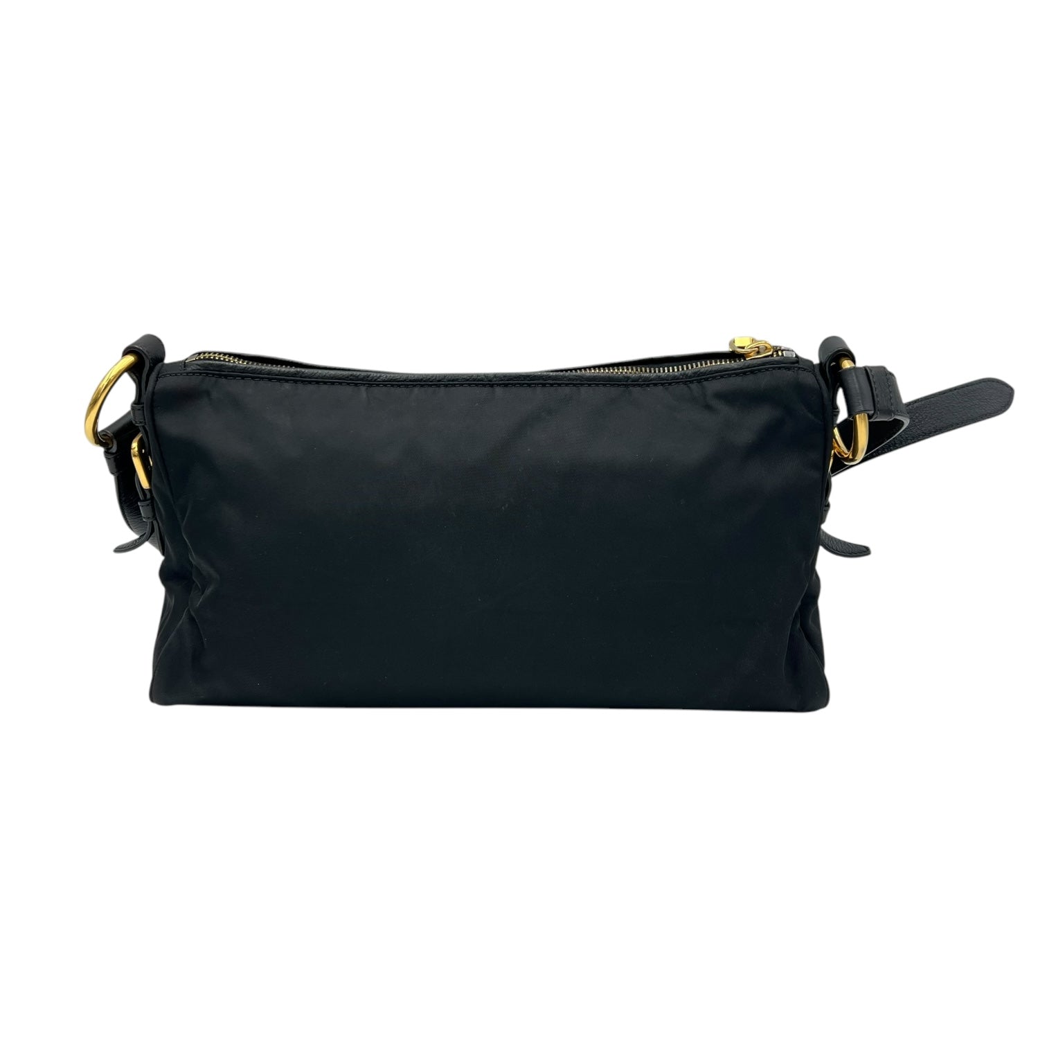 Logo Shoulder Bag Black in Nylon, Gold hardware