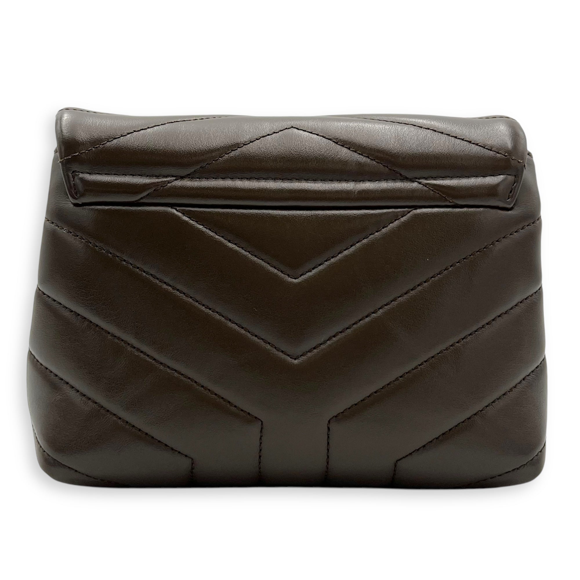 Loulou Crossbody Bag Toy Brown in Calfskin, Silver hardware