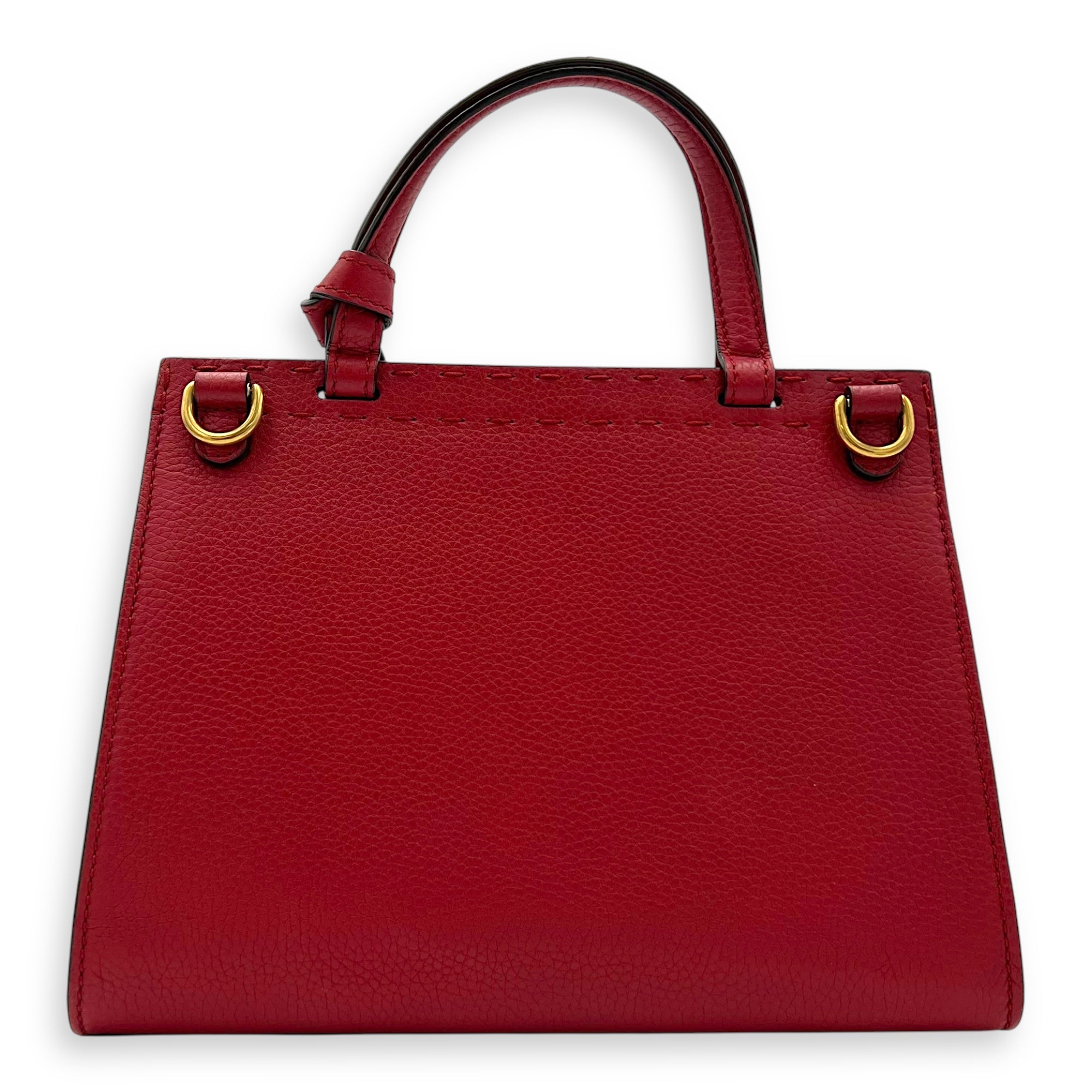 GG Marmont Top Handle Bag Red in Calfskin, Gold hardware