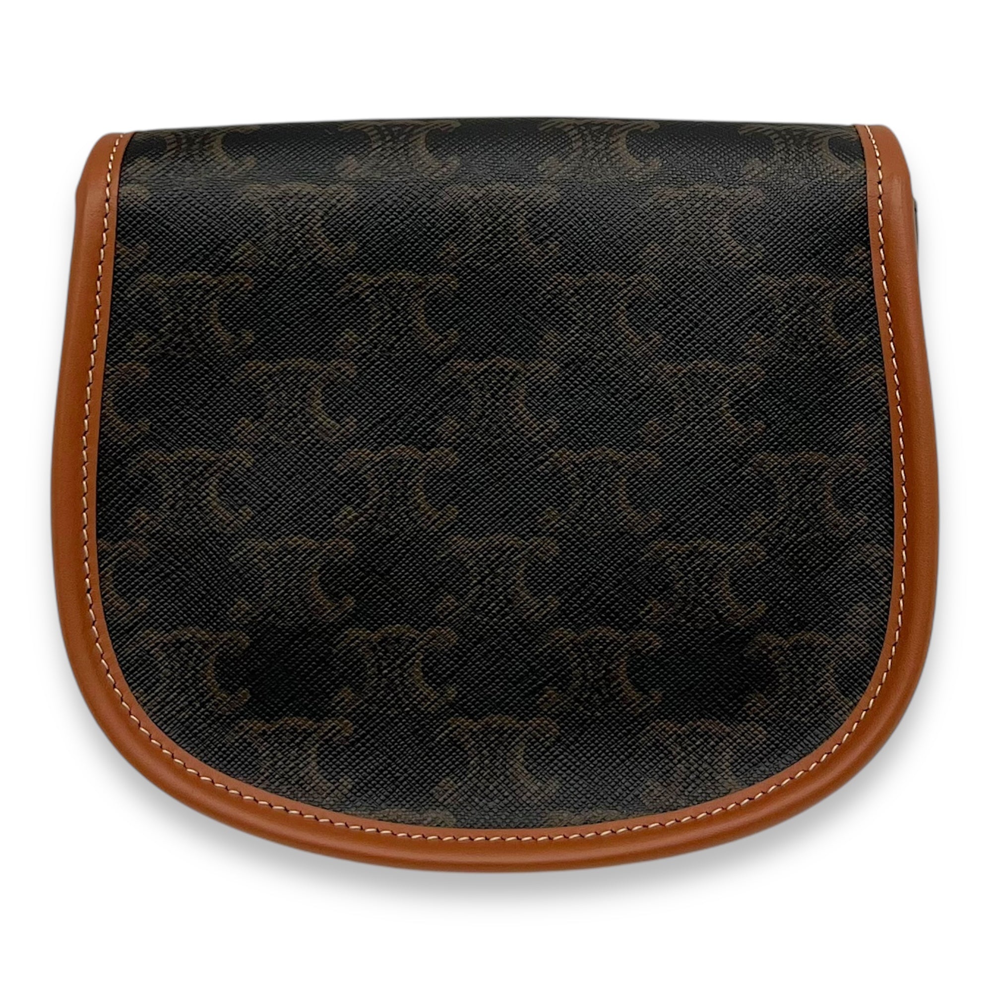 Besace Crossbody Bag Mini Brown in Coated Canvas, Gold hardware