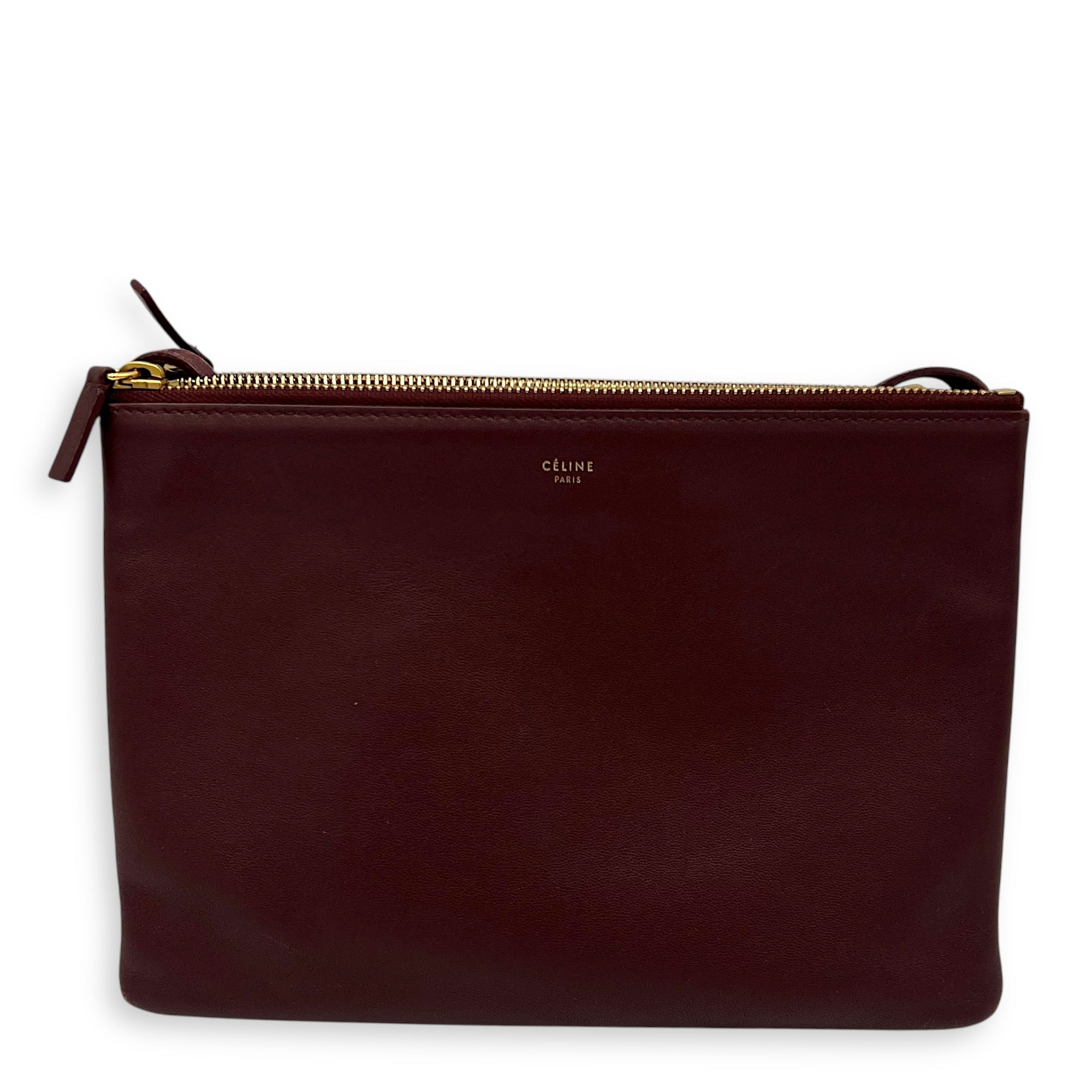 Trio Crossbody Bag Red in Calfskin, Gold hardware