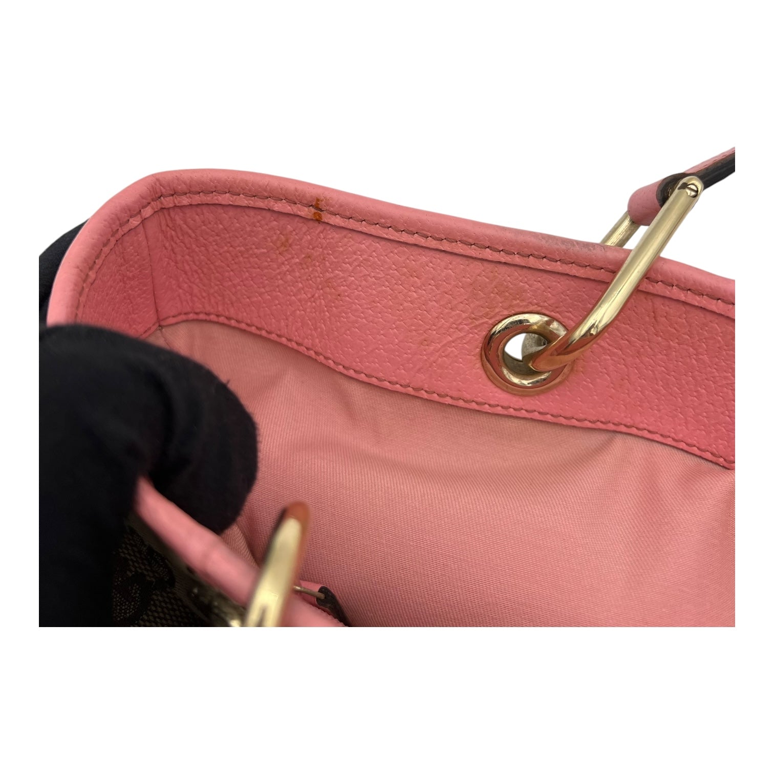 GG Top Handle Bag Pink in Canvas, Light Gold hardware