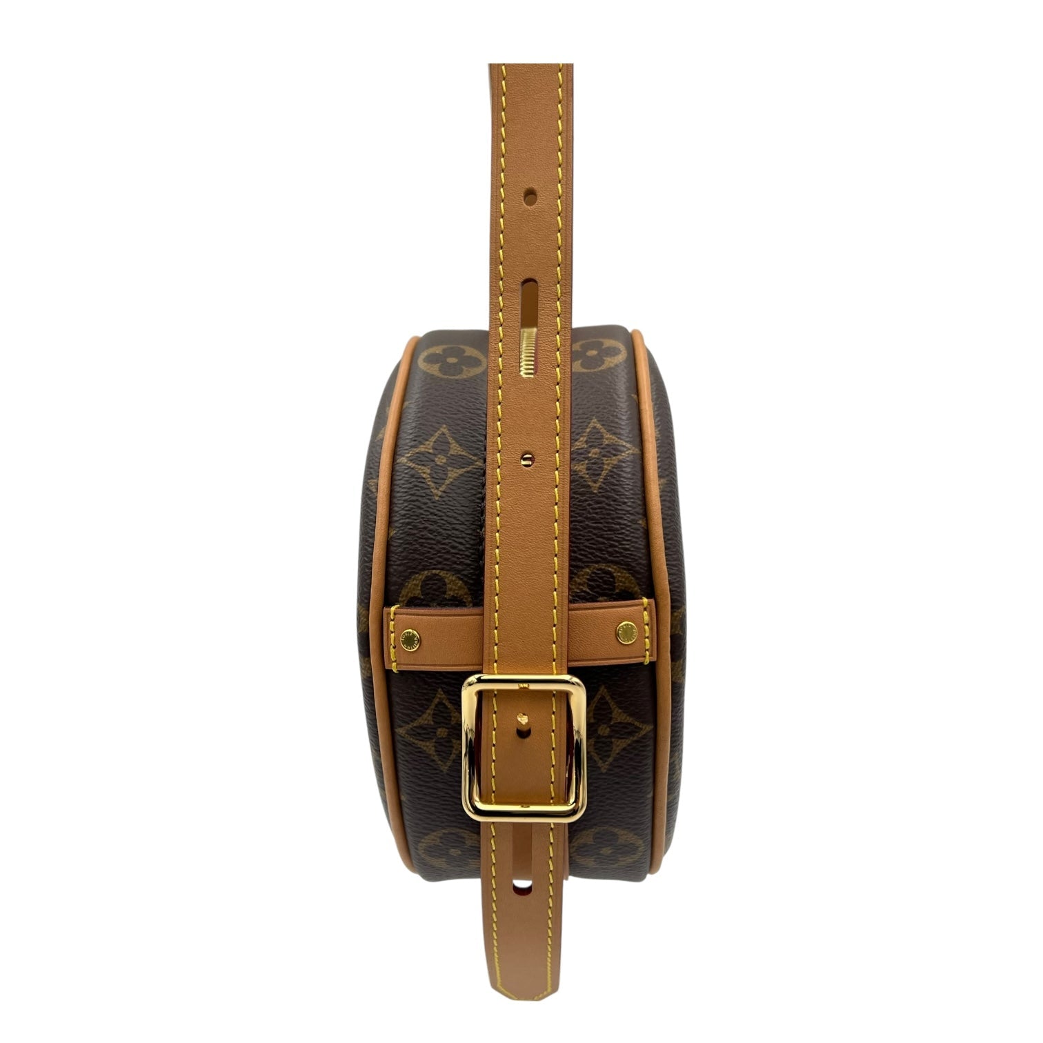 Boite a Chapeau Crossbody Bag Brown in Monogram Coated Canvas, Gold hardware