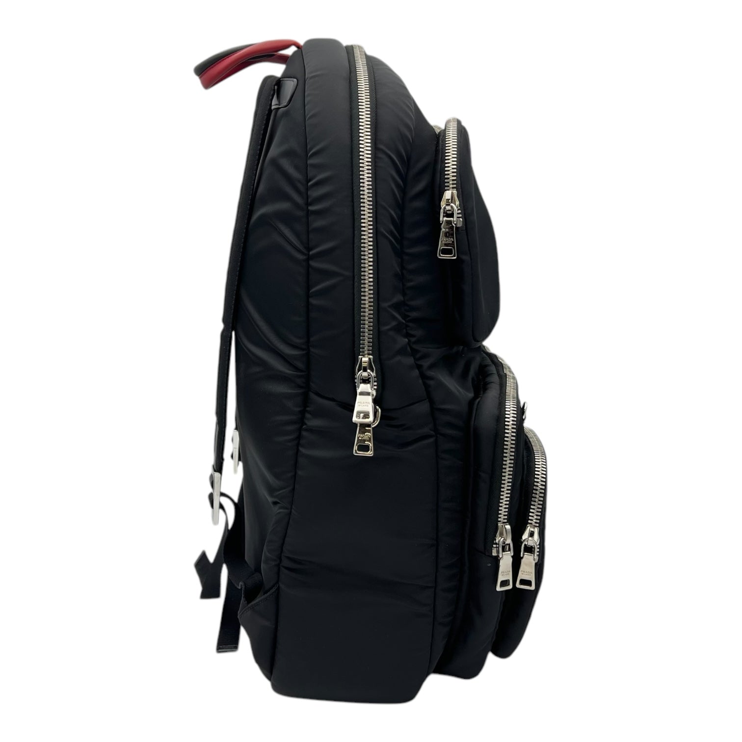 Logo Backpack Black in Nylon, Silver hardware