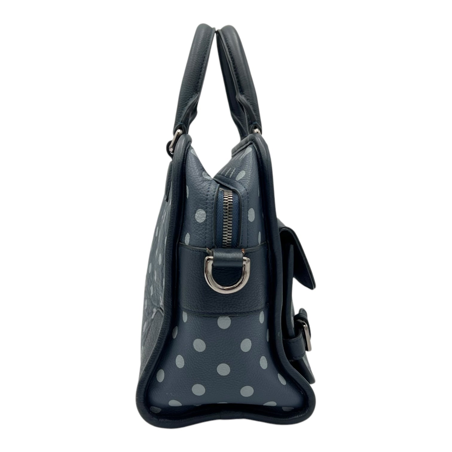Cruz Two Way Bag Blue Top Handle Bag in Calfskin, Silver hardware