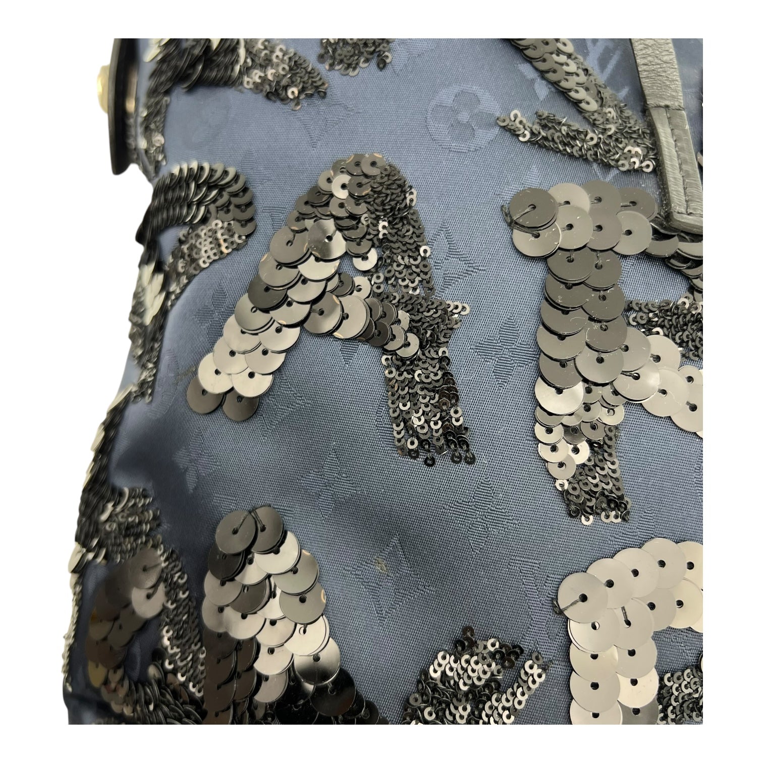 Spotlight Shoulder Bag Blue in Canvas, Silver hardware