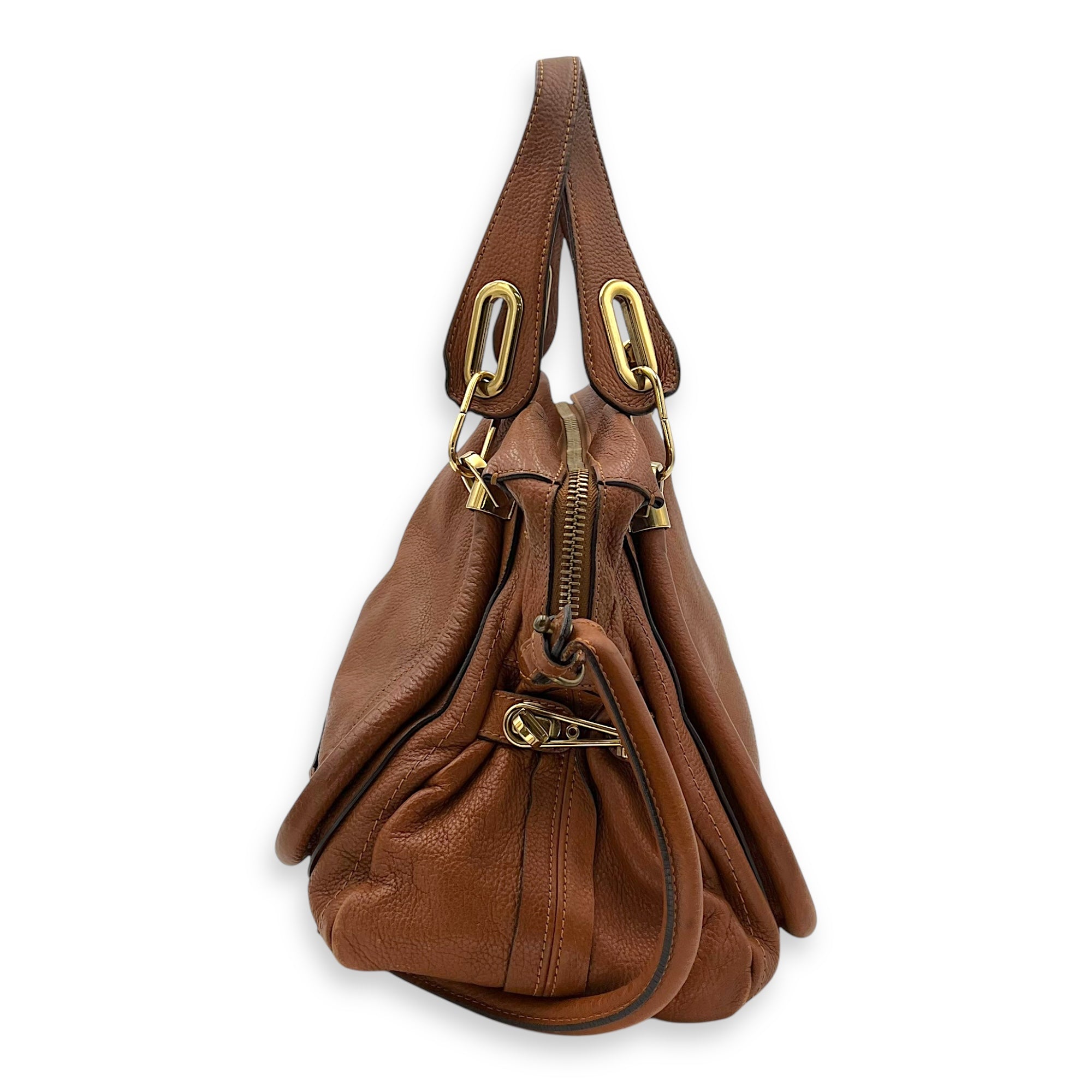 Paraty Shoulder Bag Brown in Calfskin, Gold hardware