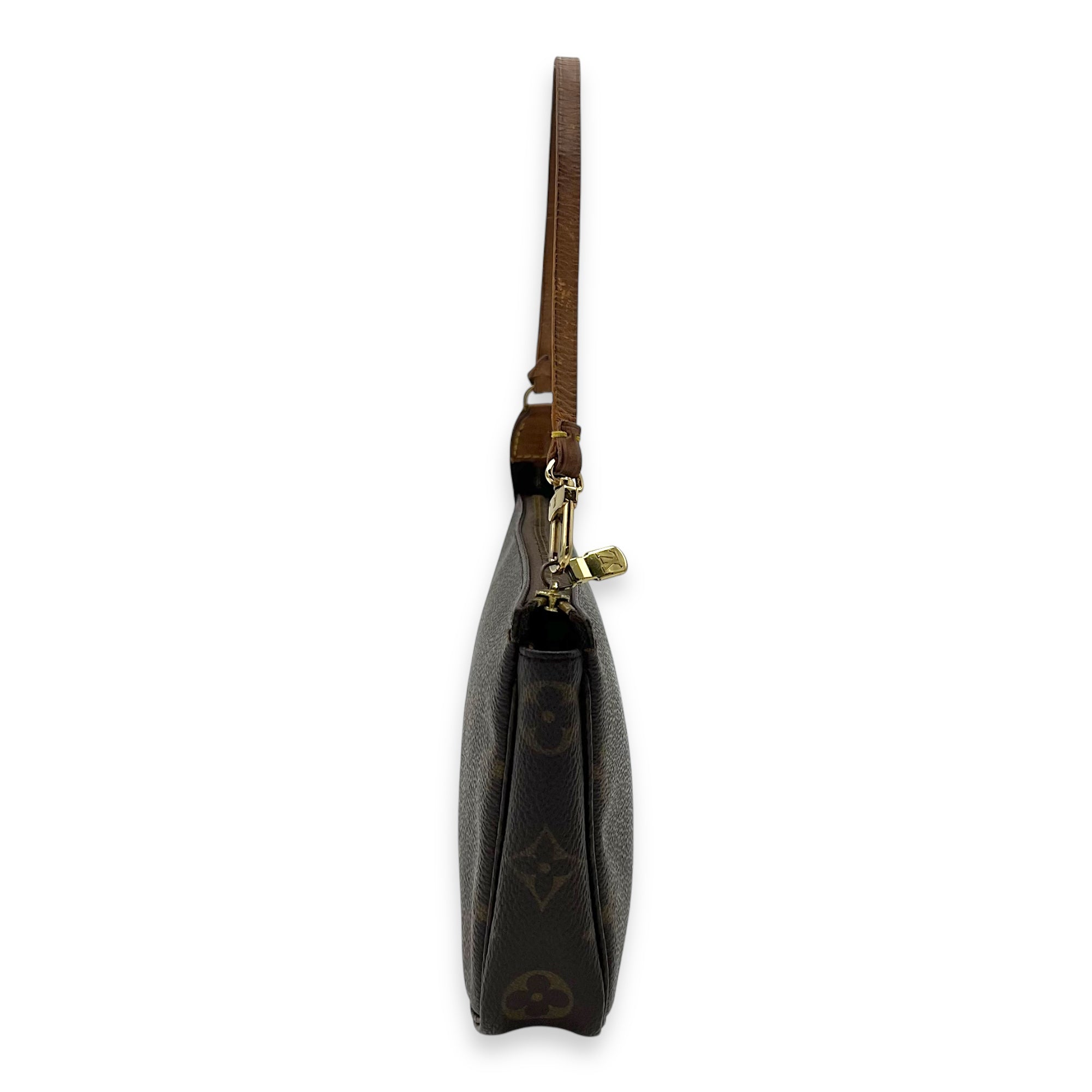 Pochette Accessoires Shoulder Bag Brown in Monogram Coated Canvas, Gold hardware