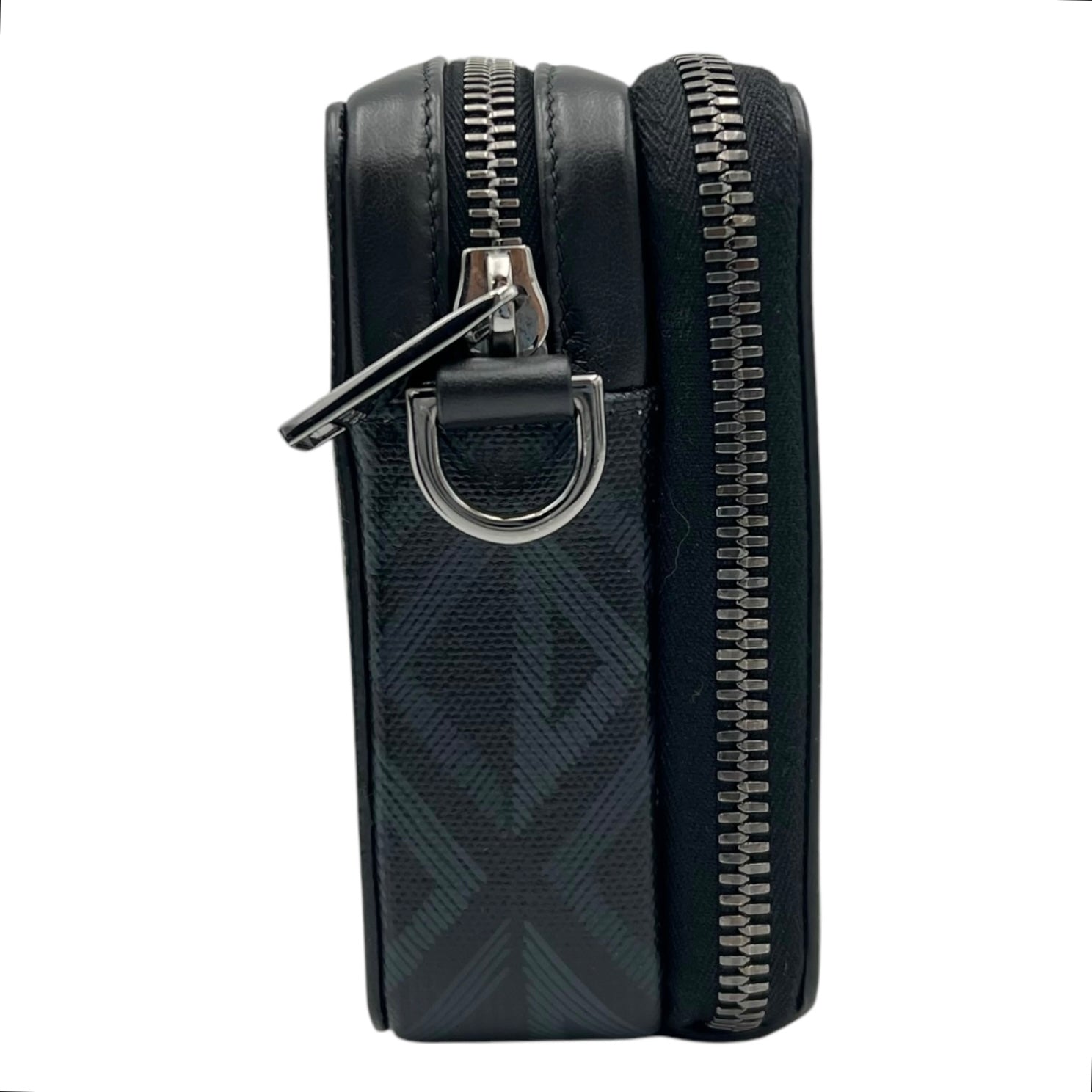 Pouch with strap Crossbody Bag Blue in Coated Canvas, Silver hardware