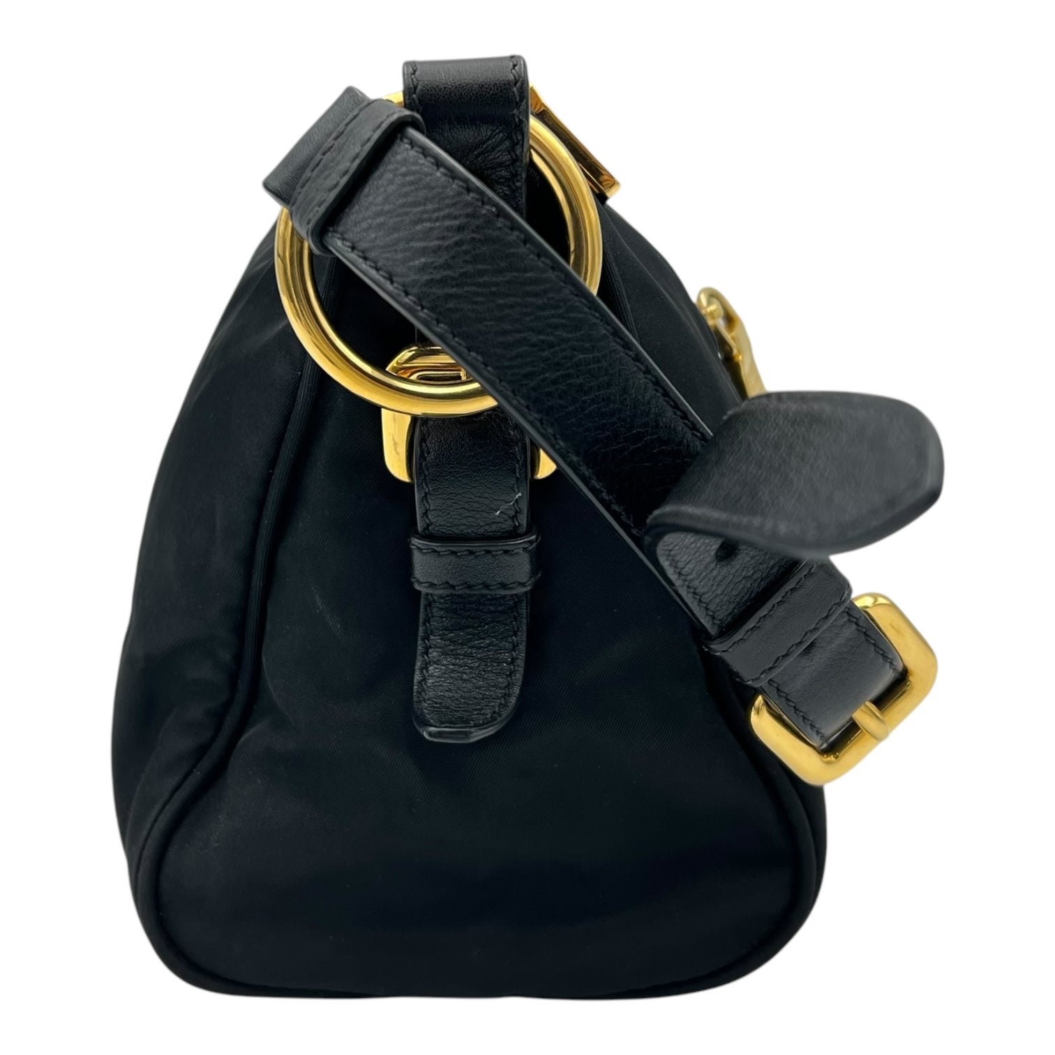 Logo Shoulder Bag Black in Nylon, Gold hardware