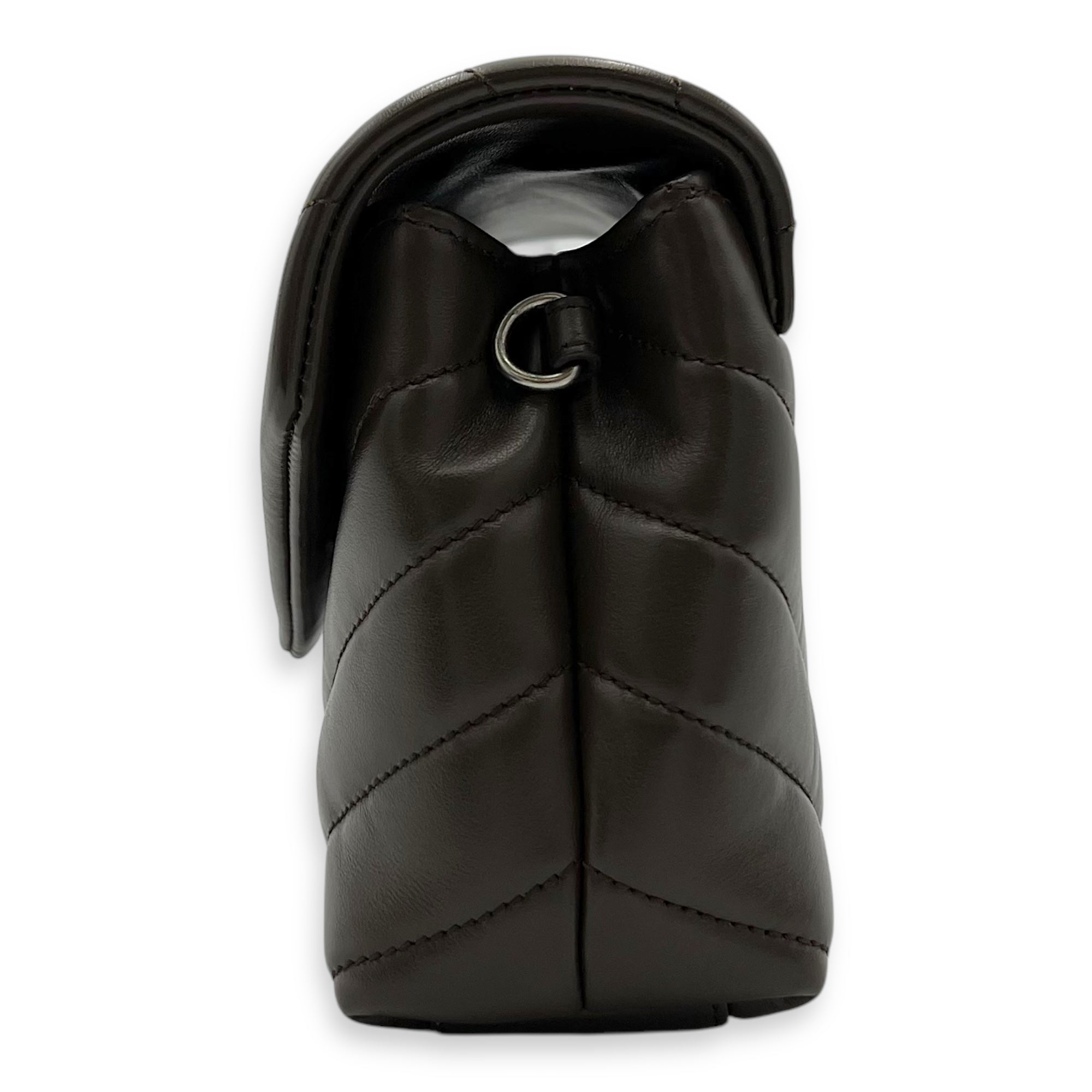 Loulou Crossbody Bag Toy Brown in Calfskin, Silver hardware