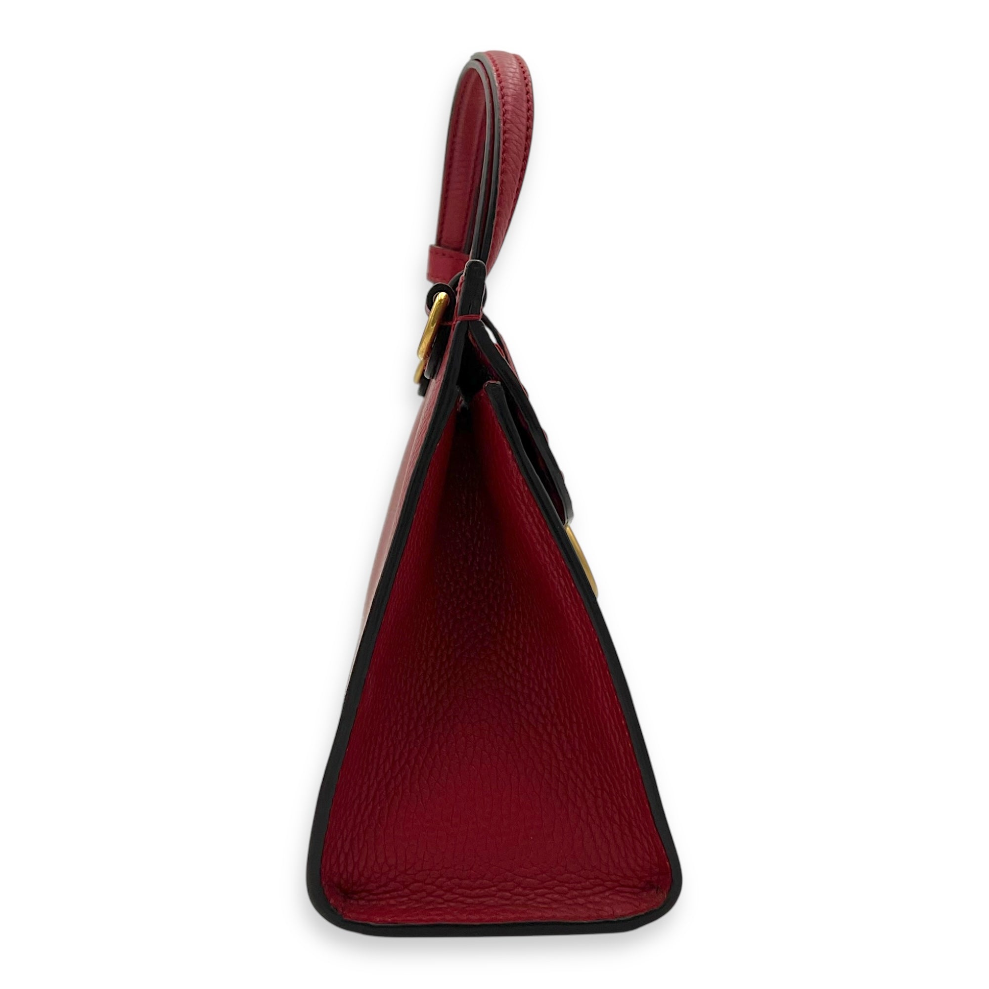 GG Marmont Top Handle Bag Red in Calfskin, Gold hardware