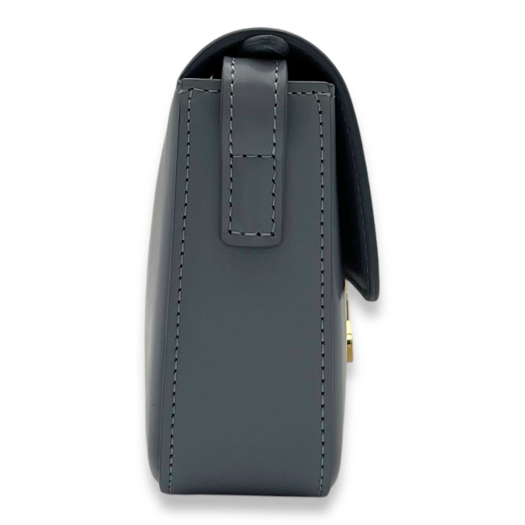 Triomphe Shoulder Bag Blue Grey in Calfskin, Gold hardware