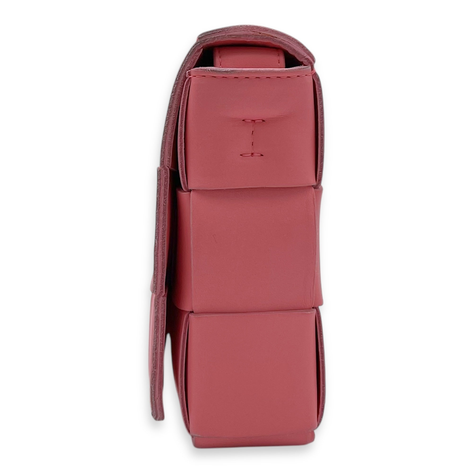 Cassette Crossbody Bag Pink in Calfskin, Silver hardware