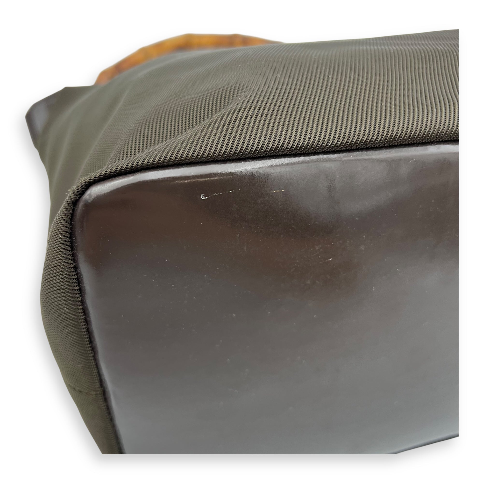 Bamboo Shoulder Bag Brown in Canvas, Silver hardware
