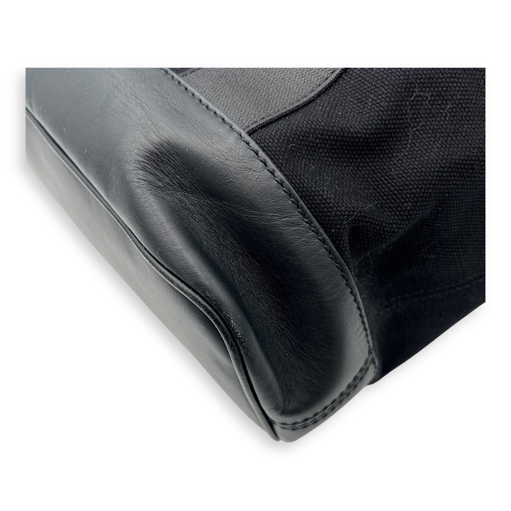 Cabas Tote Bag Black in Canvas, Silver hardware