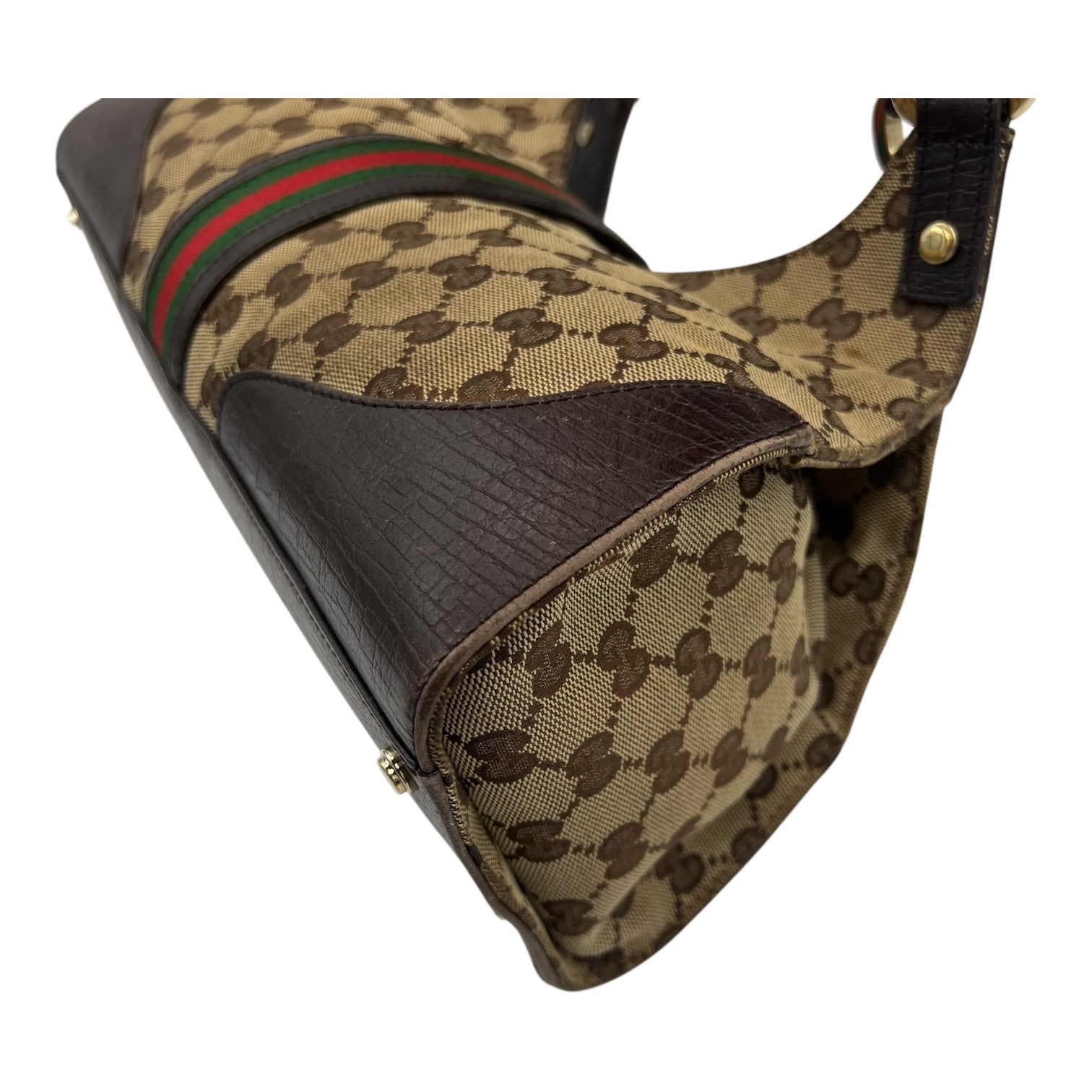 GG Shoulder Bag Brown in Canvas, Gold hardware