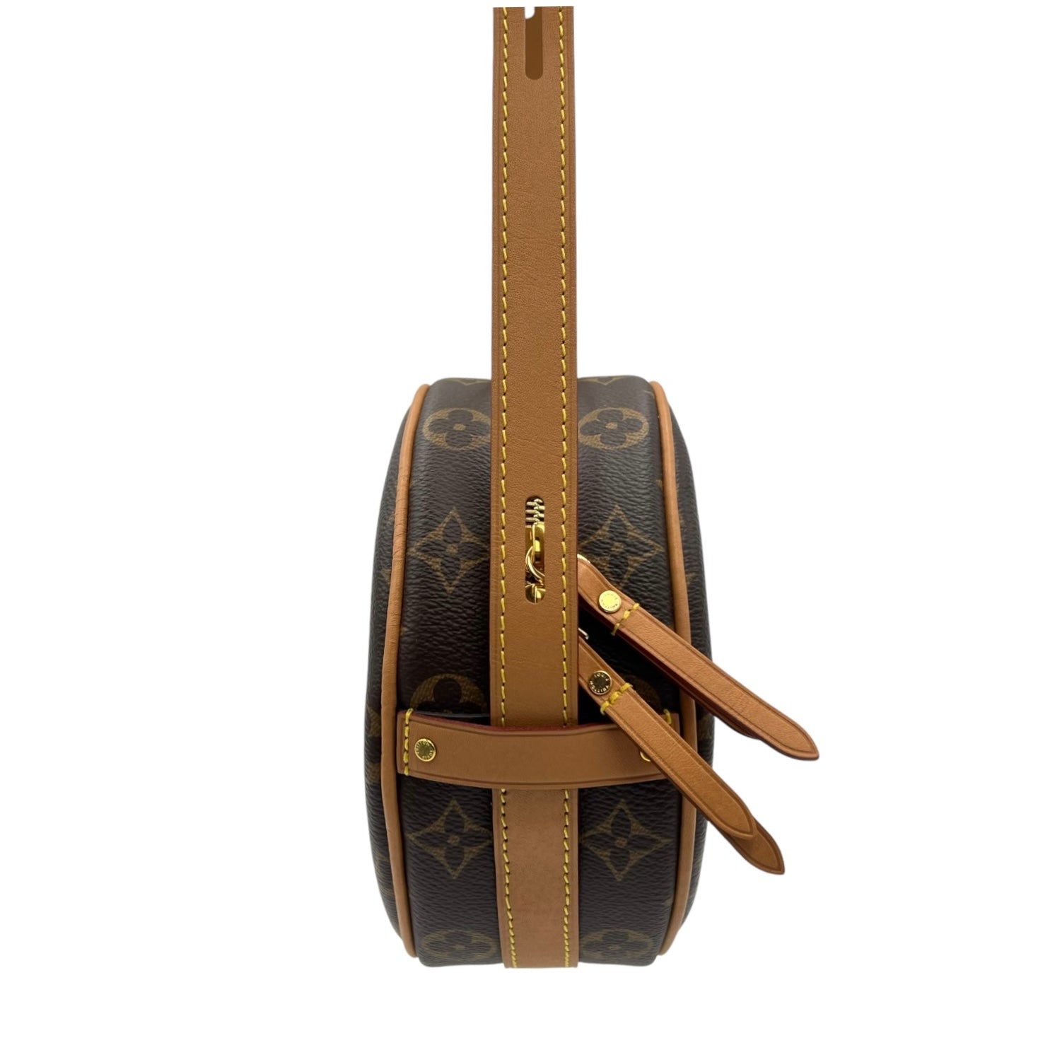 Boite a Chapeau Crossbody Bag Brown in Monogram Coated Canvas, Gold hardware