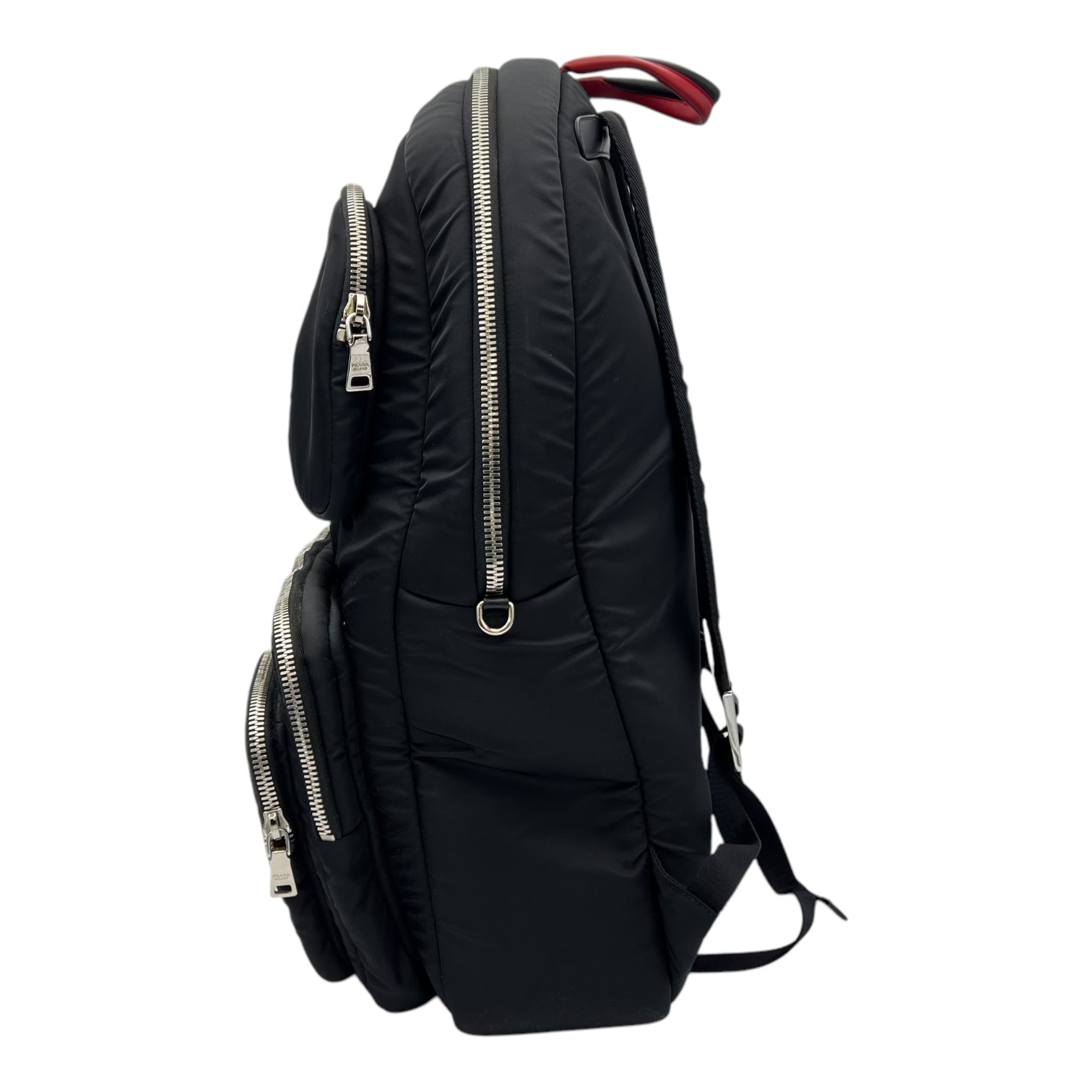Logo Backpack Black in Nylon, Silver hardware