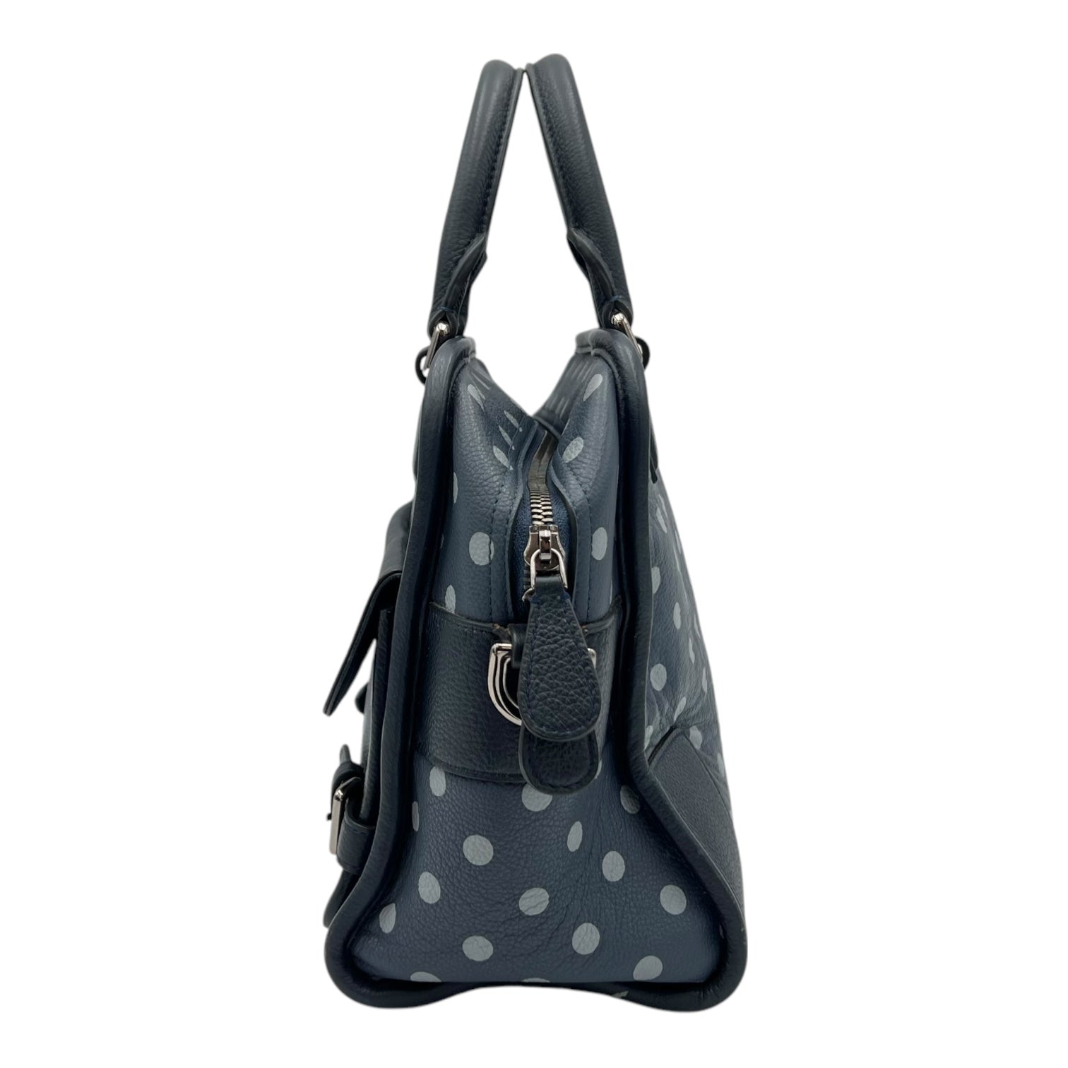 Cruz Two Way Bag Blue Top Handle Bag in Calfskin, Silver hardware