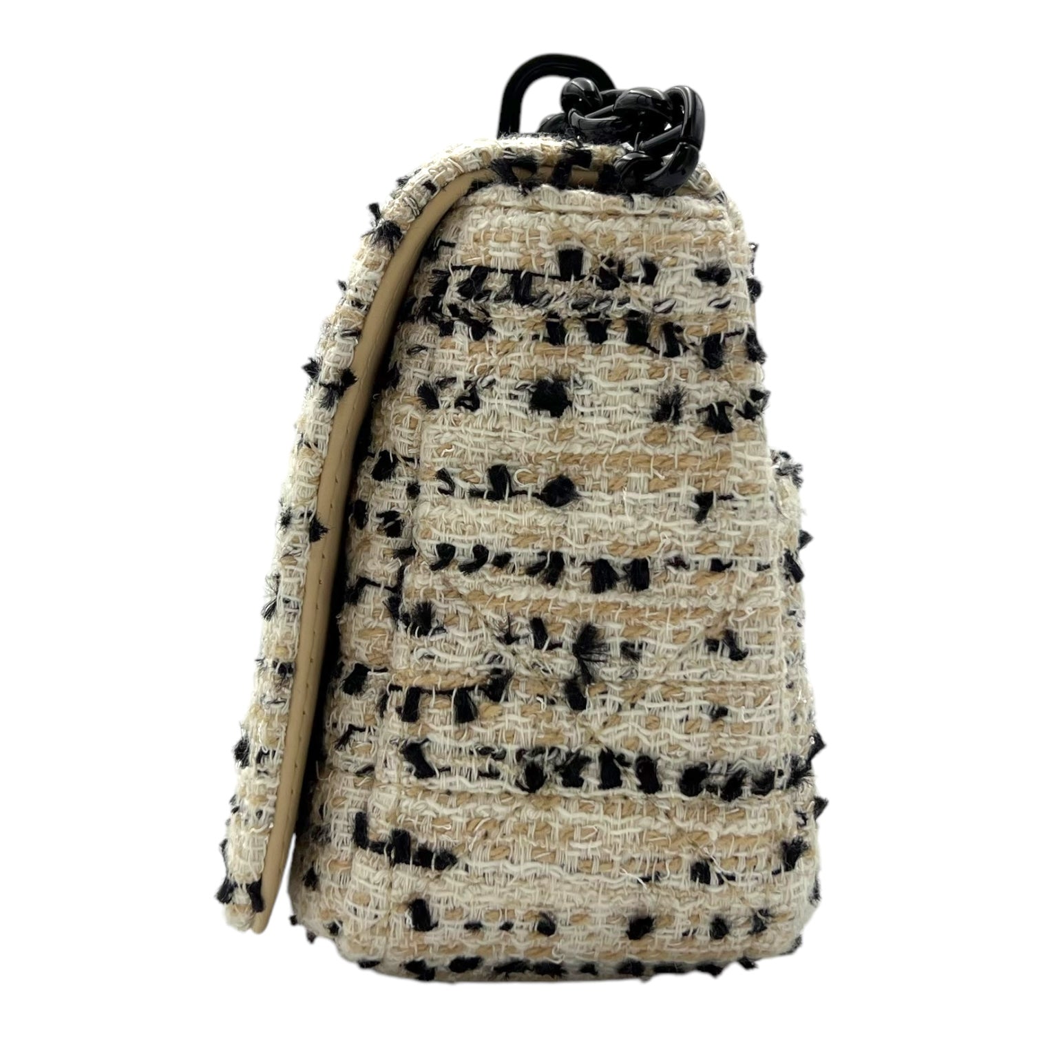 Caro Small White Crossbody Bag in Tweed, Enamel hardware
