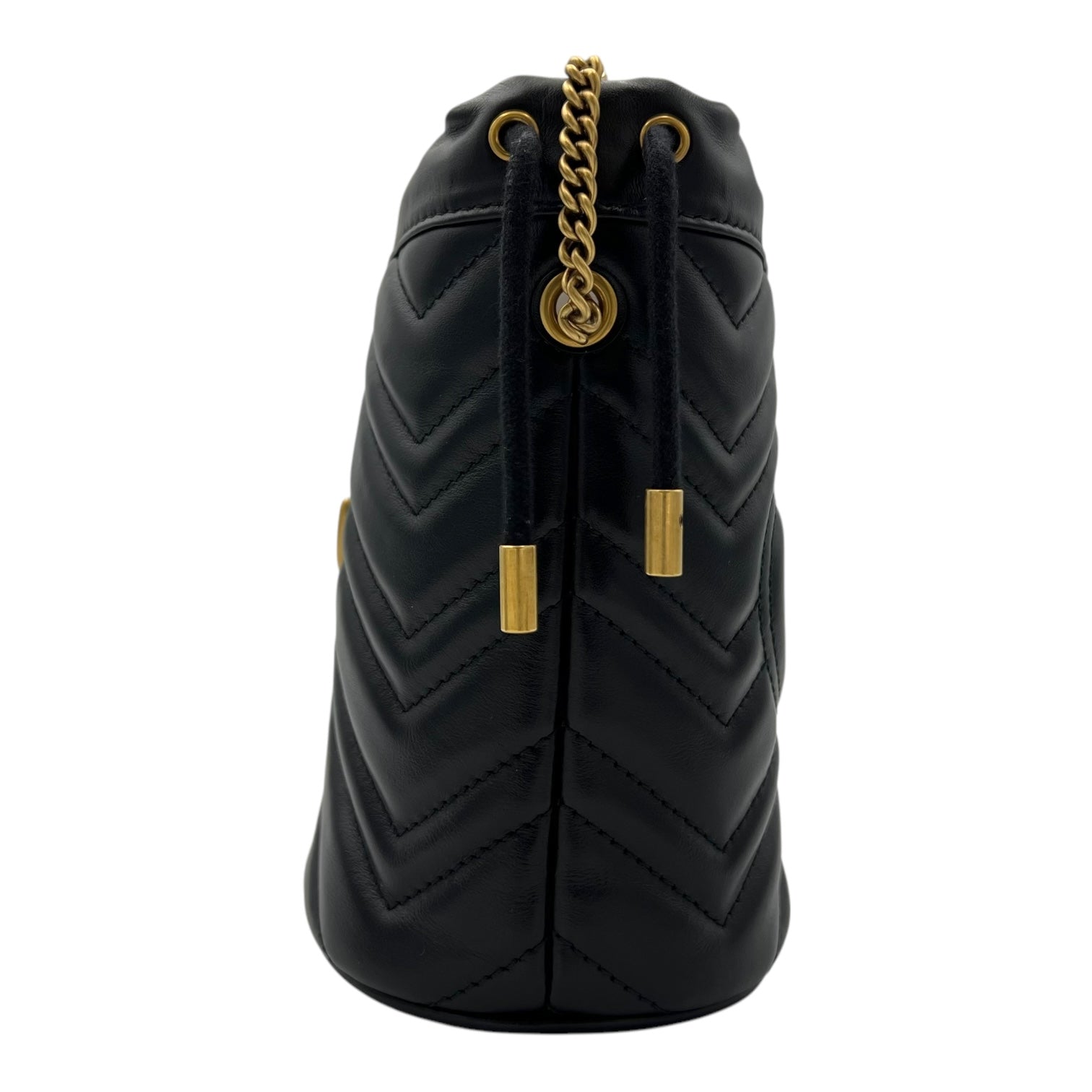 GG Marmont Bucket Bag Black in Calfskin, Gold hardware