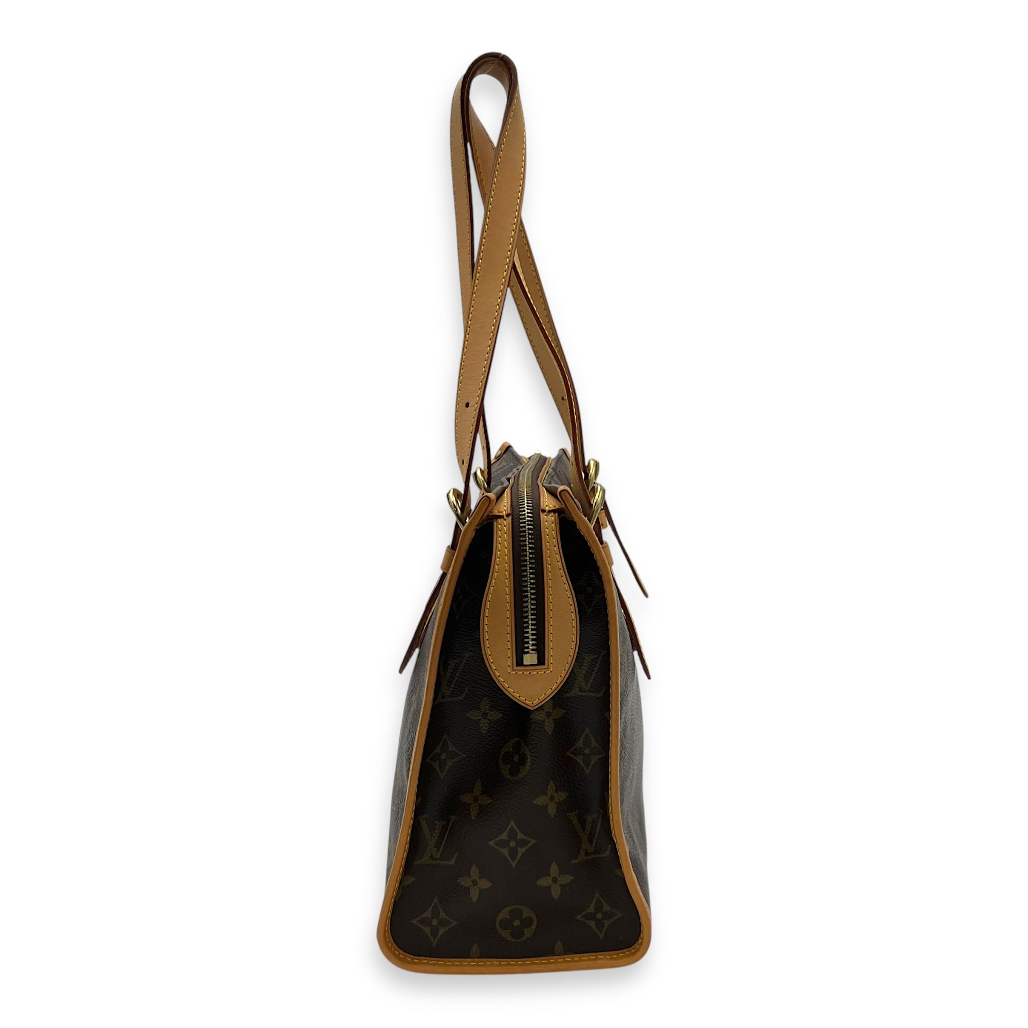 Popincourt Top Handle Bag Brown in Monogram Coated Canvas, Gold hardware