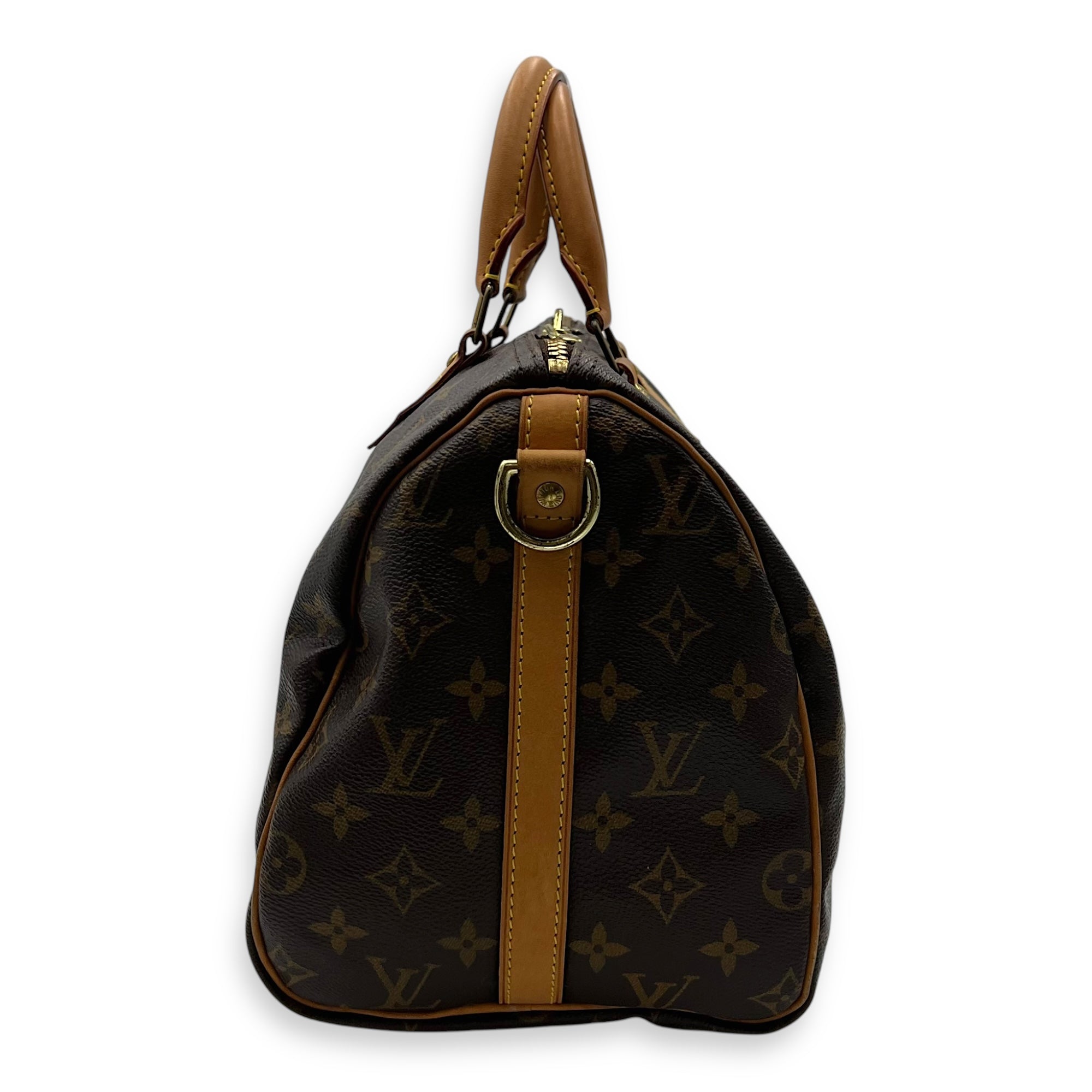 Speedy Bandouliere Top Handle Bag 30 Brown in Monogram Coated Canvas, Gold hardware