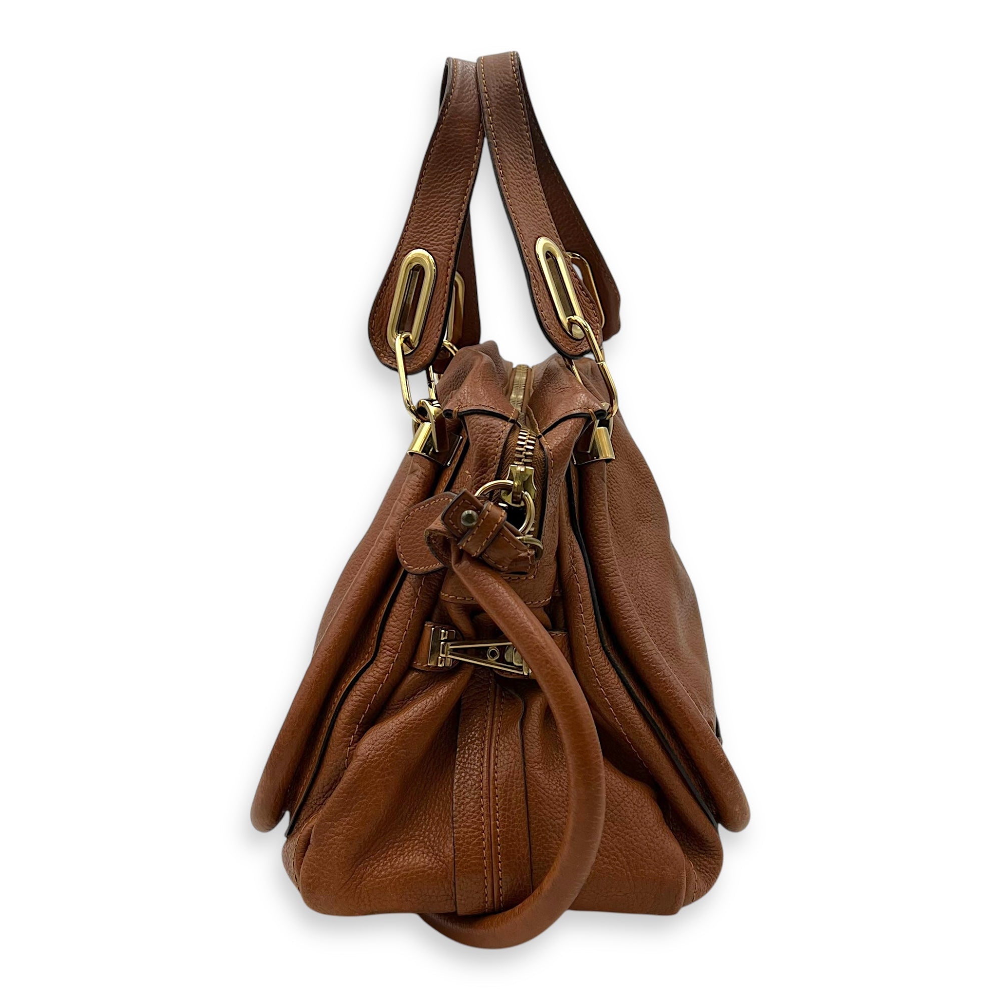 Paraty Shoulder Bag Brown in Calfskin, Gold hardware