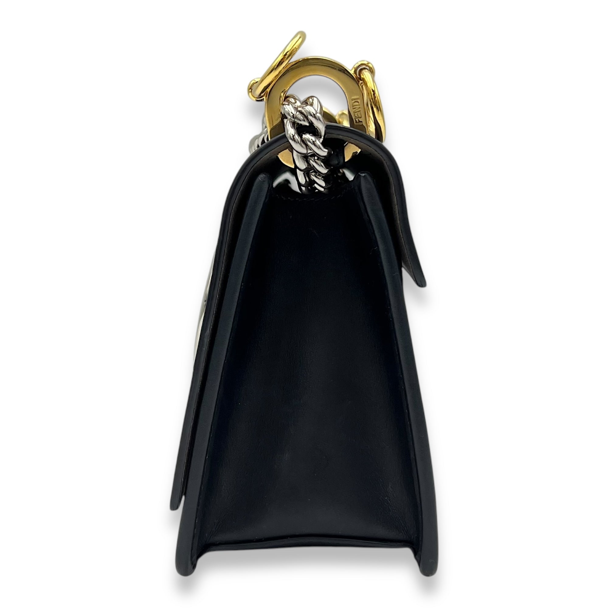 Kan I Shoulder Bag Black in Calfskin, Gold hardware